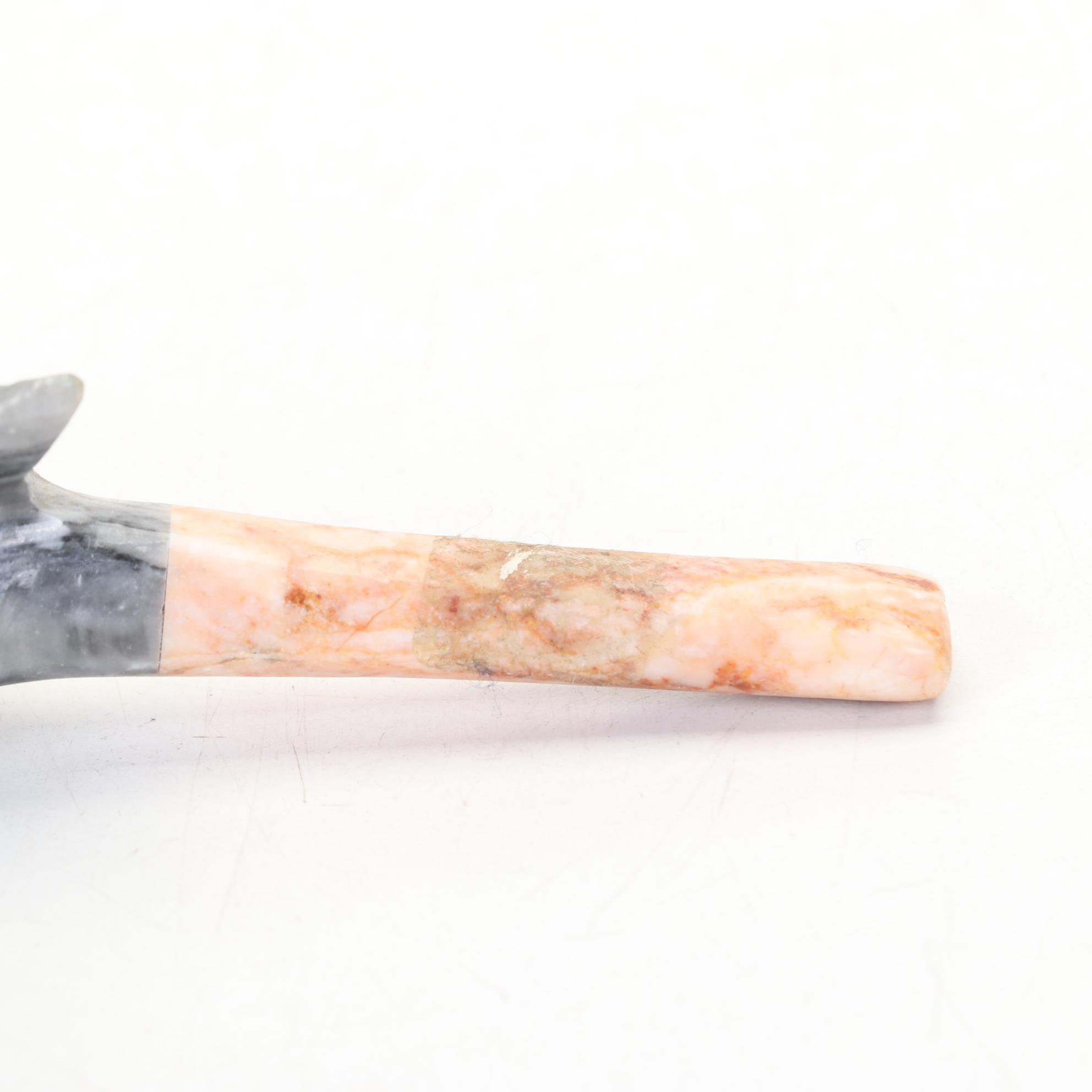 Carved Stone Bird Figural Smoking Pipe