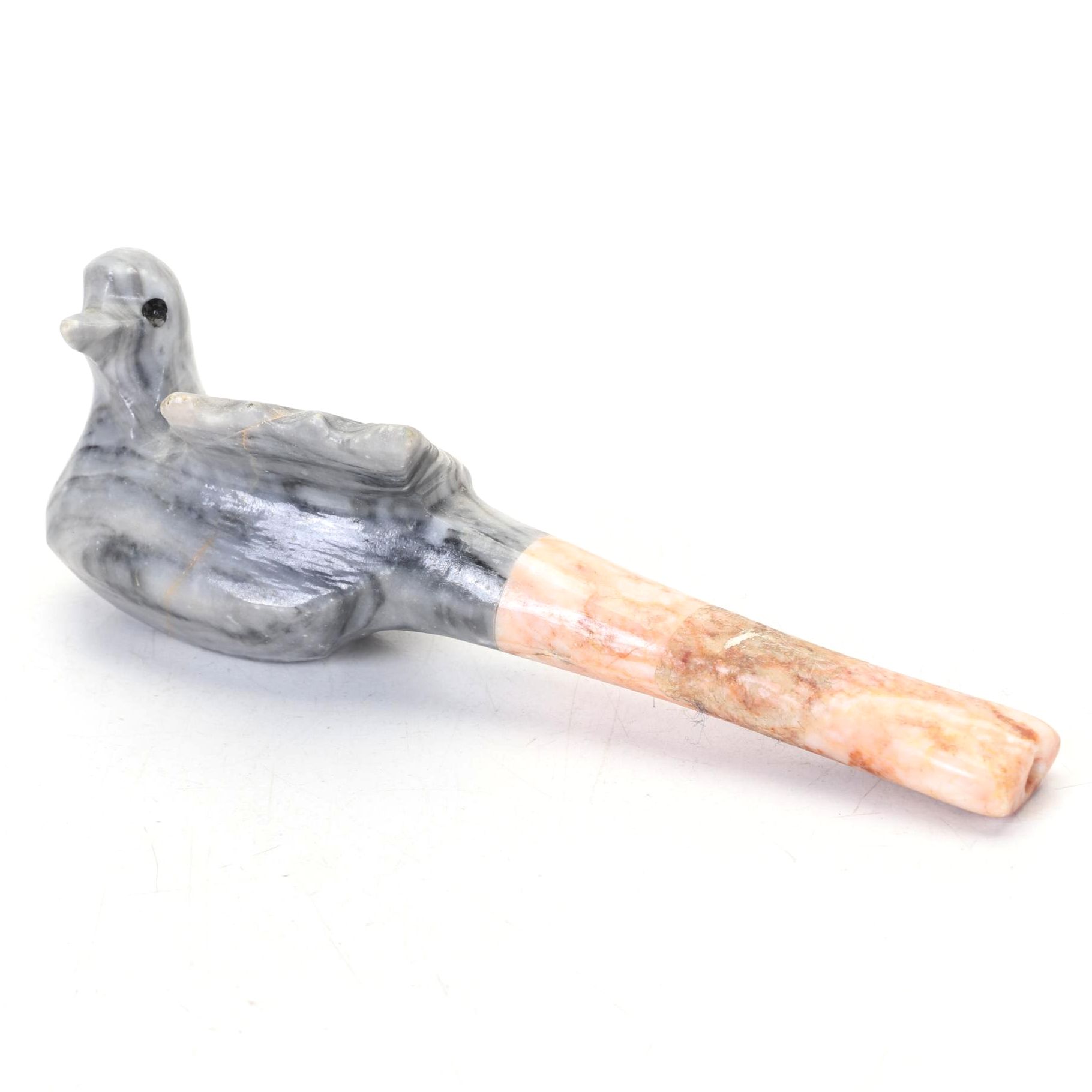 Carved Stone Bird Figural Smoking Pipe
