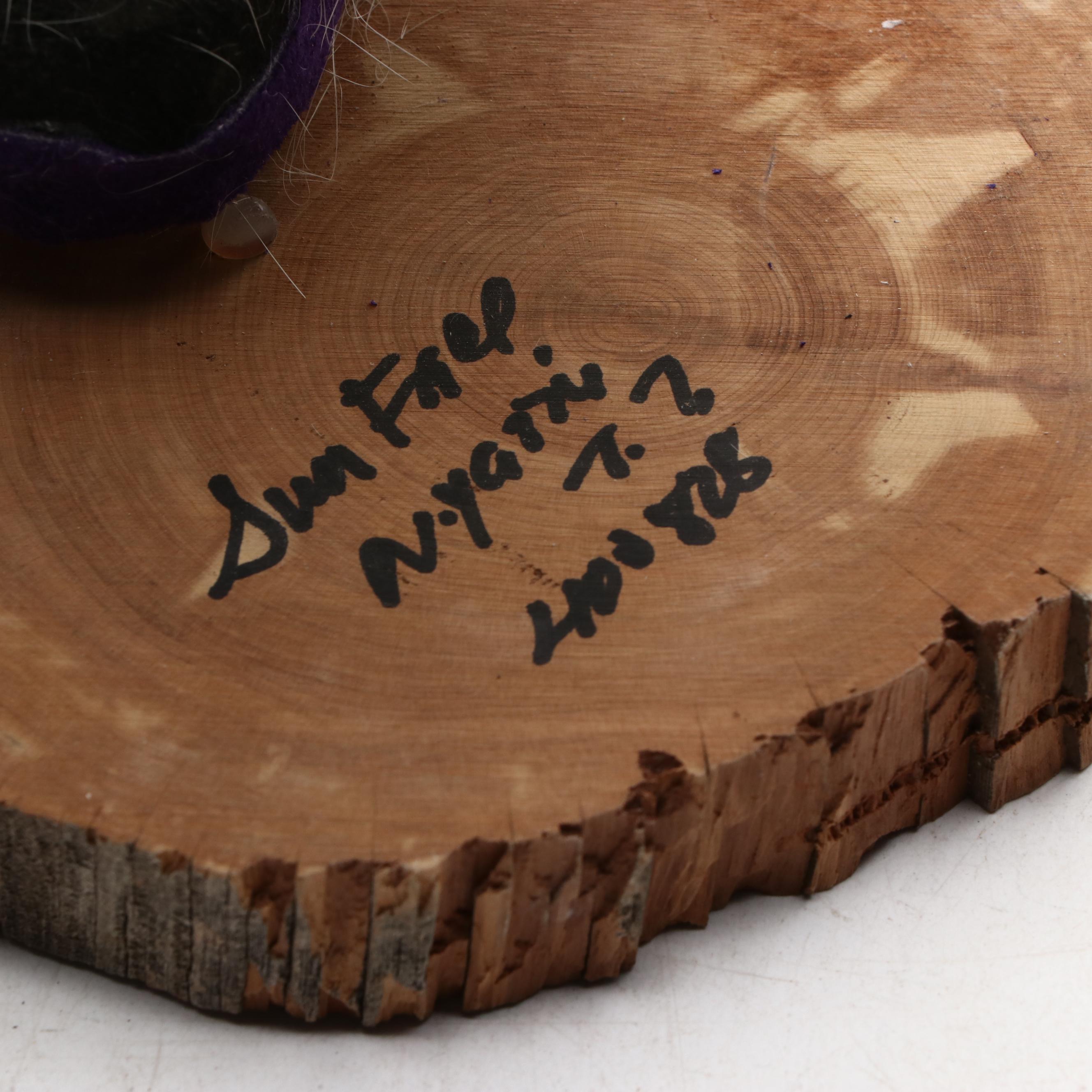 Nelson Yazzie Attributed "Sun Face" Navajo Kachina Figure With Dyed Feathers