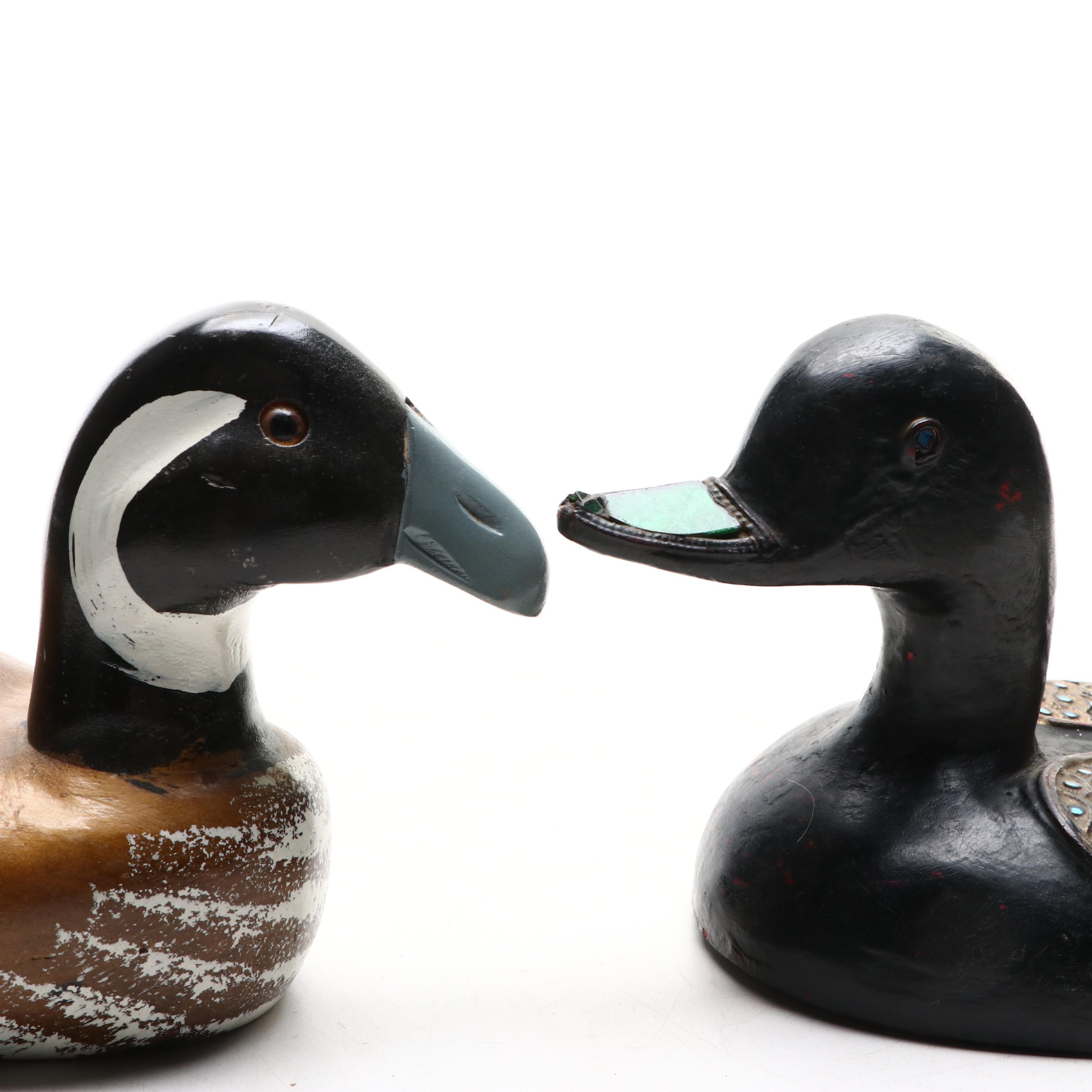 Painted and Embellished Wooden Decorative Duck Decoys