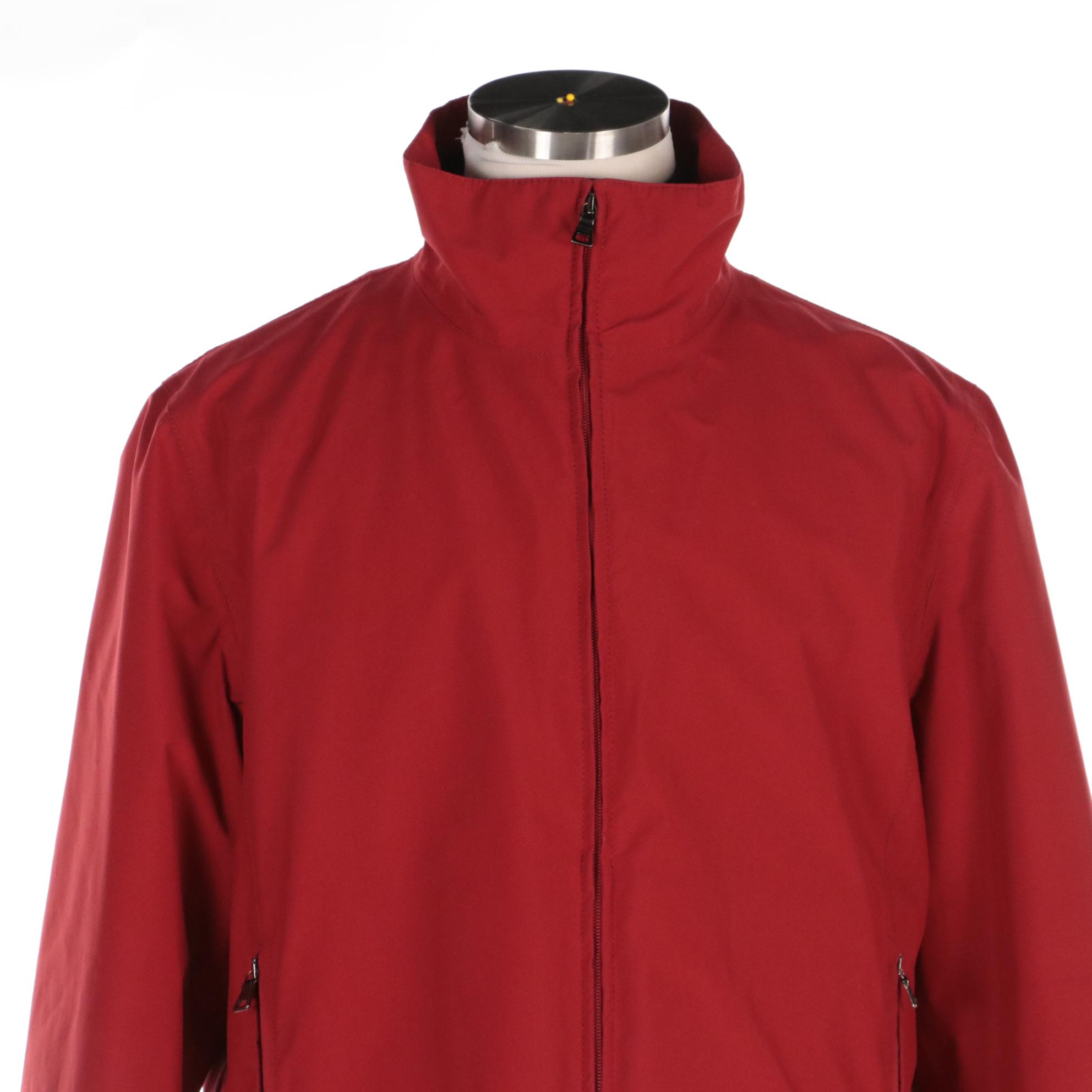 Men's Prada Gore-Tex Coat with Removable Liner in Red Polyester and Nylon