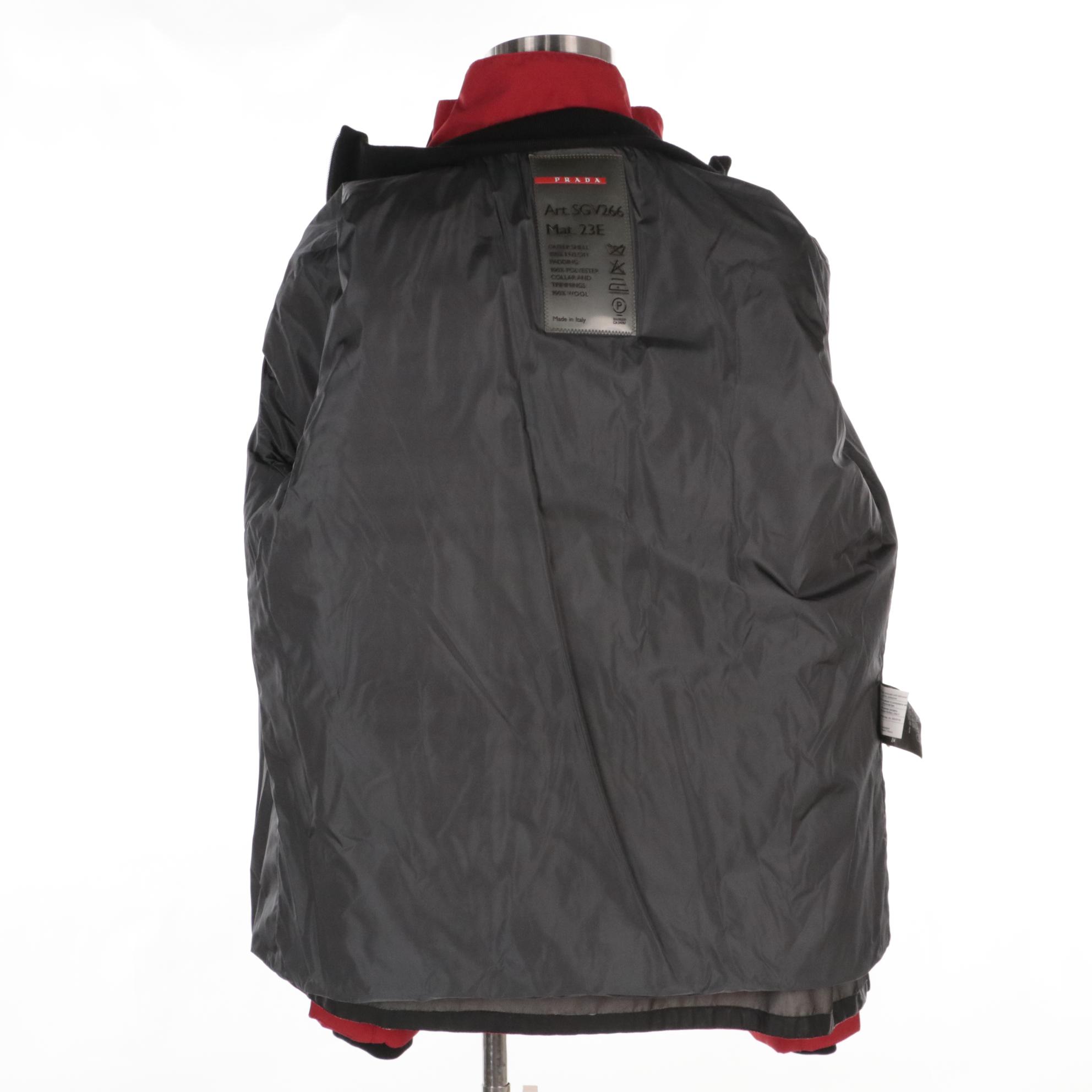 Men's Prada Gore-Tex Coat with Removable Liner in Red Polyester and Nylon