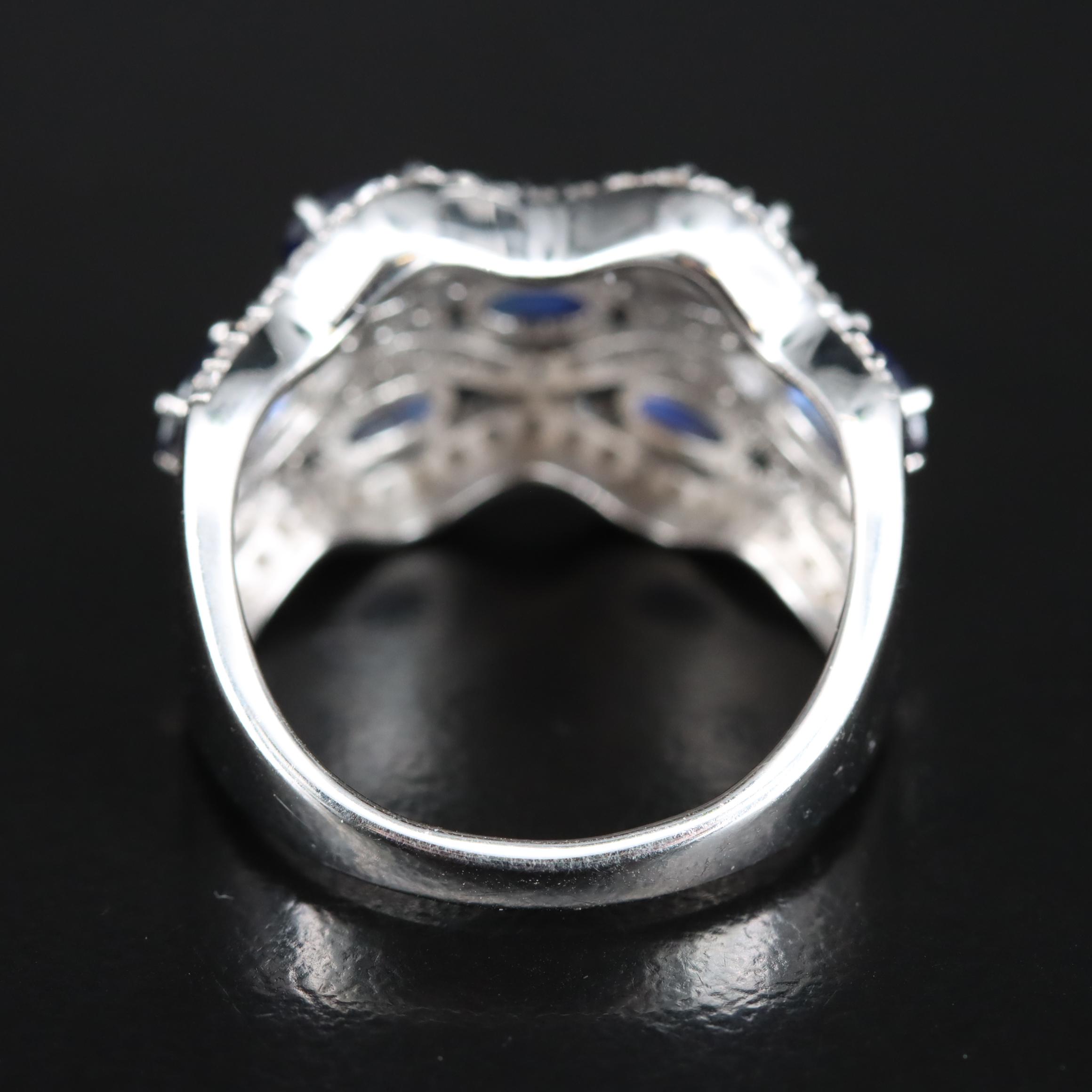 Sterling Blue and White Sapphire Ring
