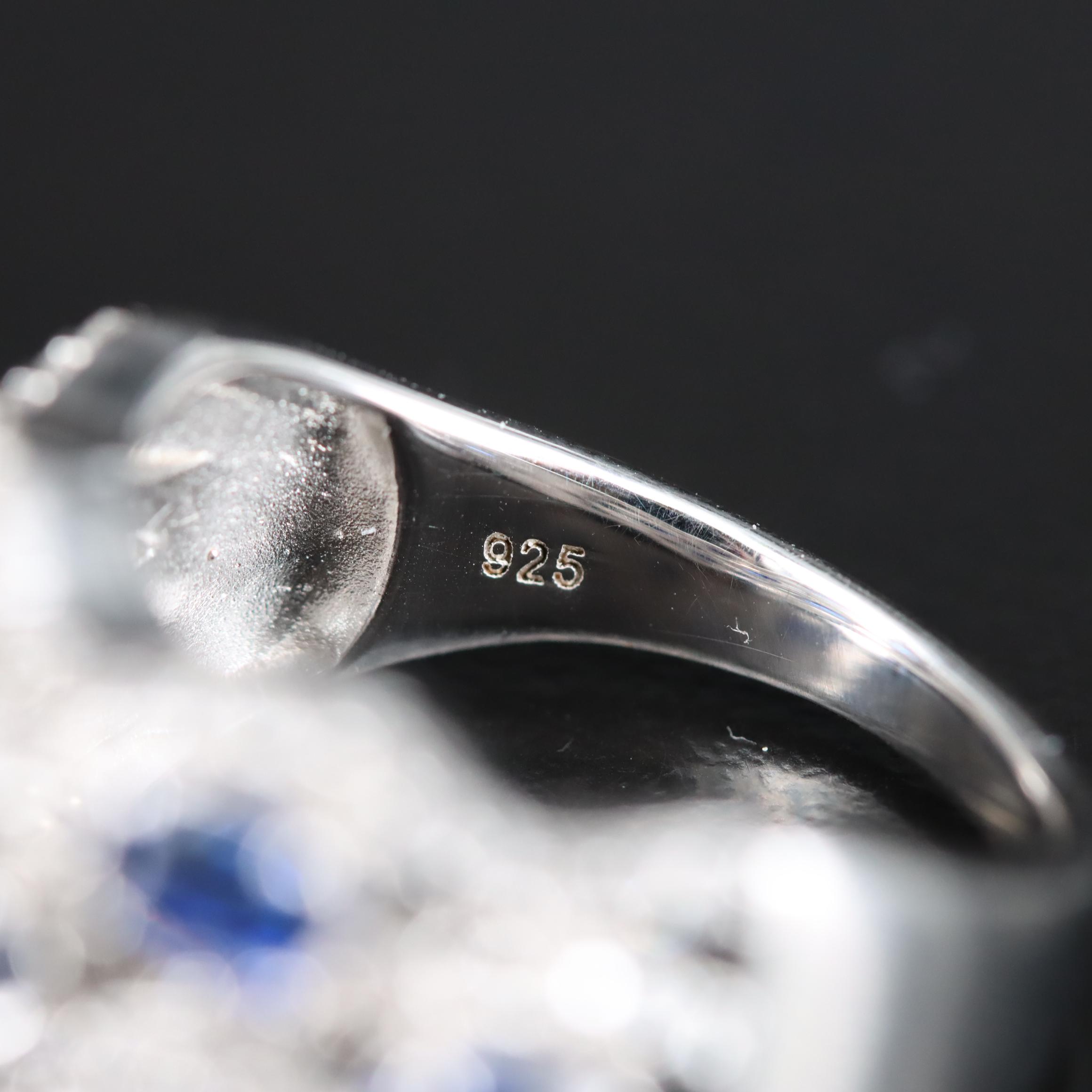 Sterling Blue and White Sapphire Ring