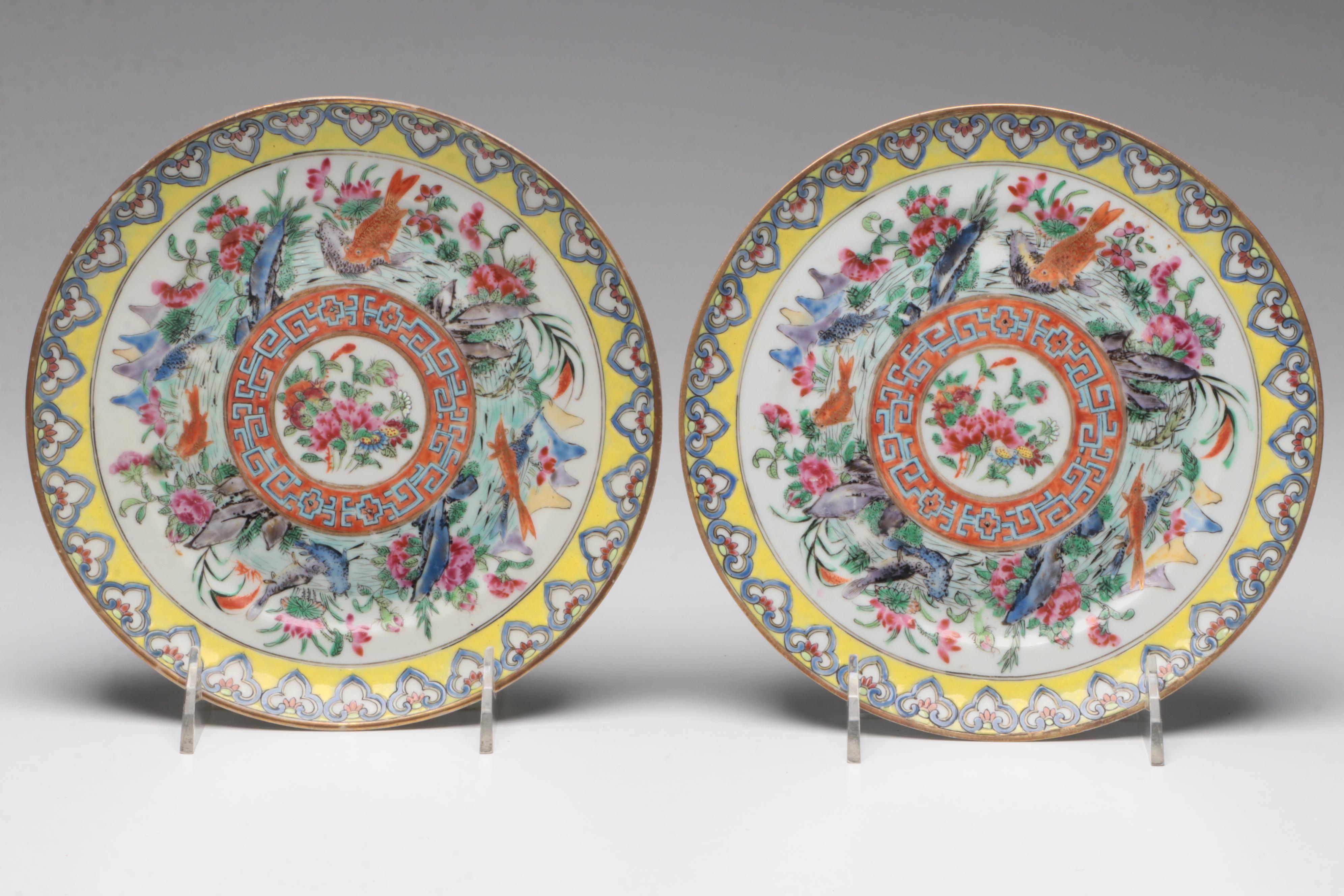 Ten Antique Chinese Export Porcelain Plates, 19th Century