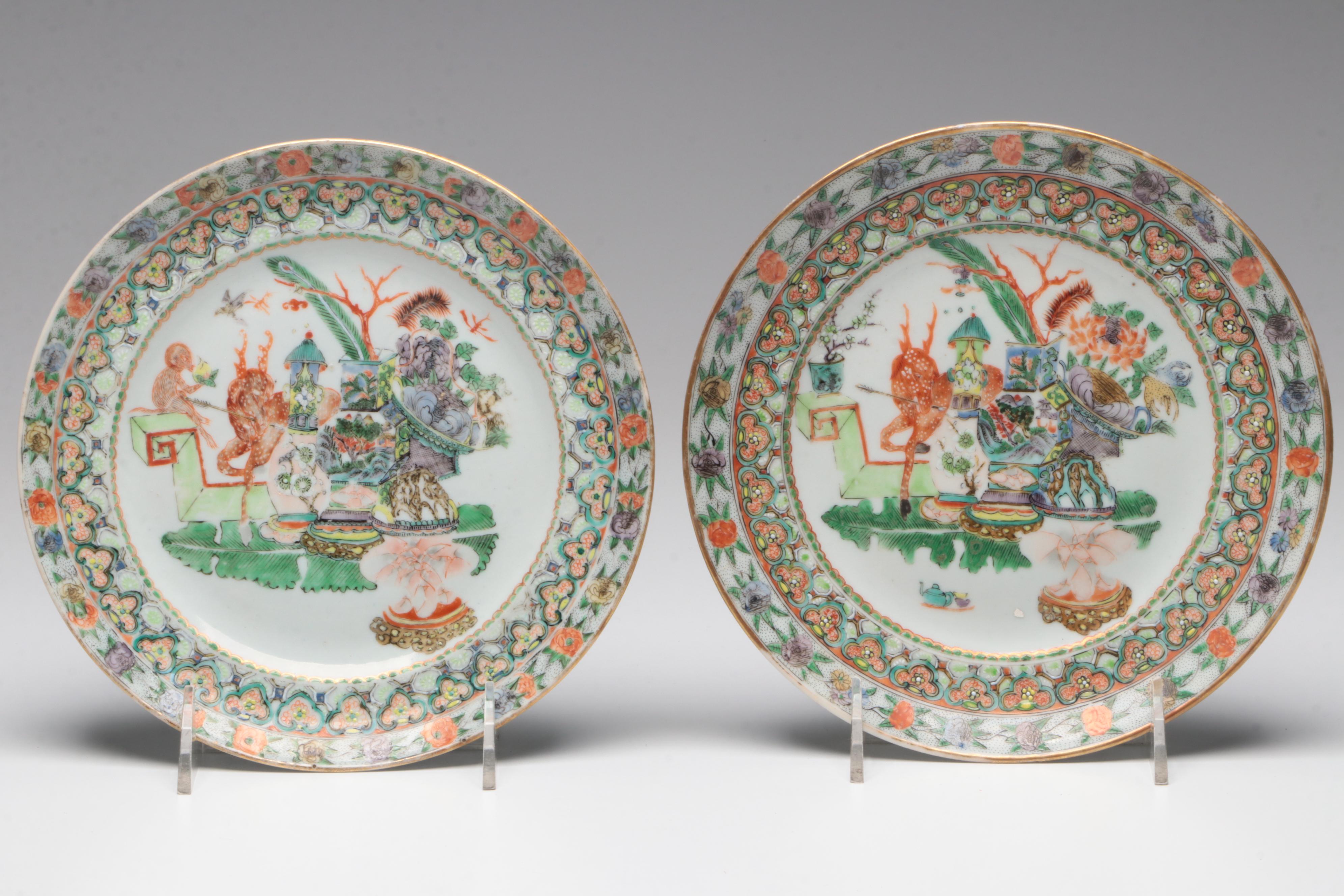 Ten Antique Chinese Export Porcelain Plates, 19th Century