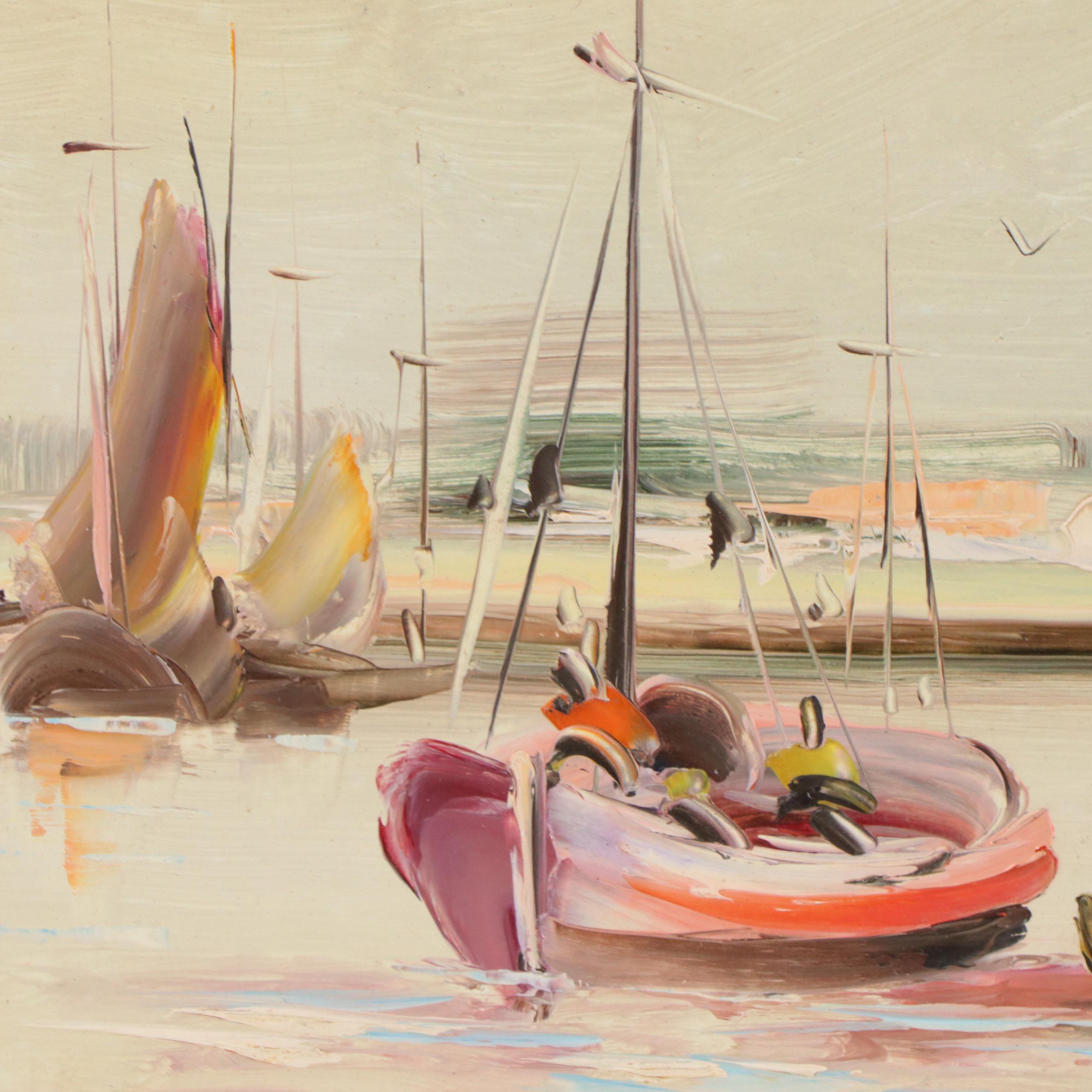 Landscape Oil Painting of Harbor Scene