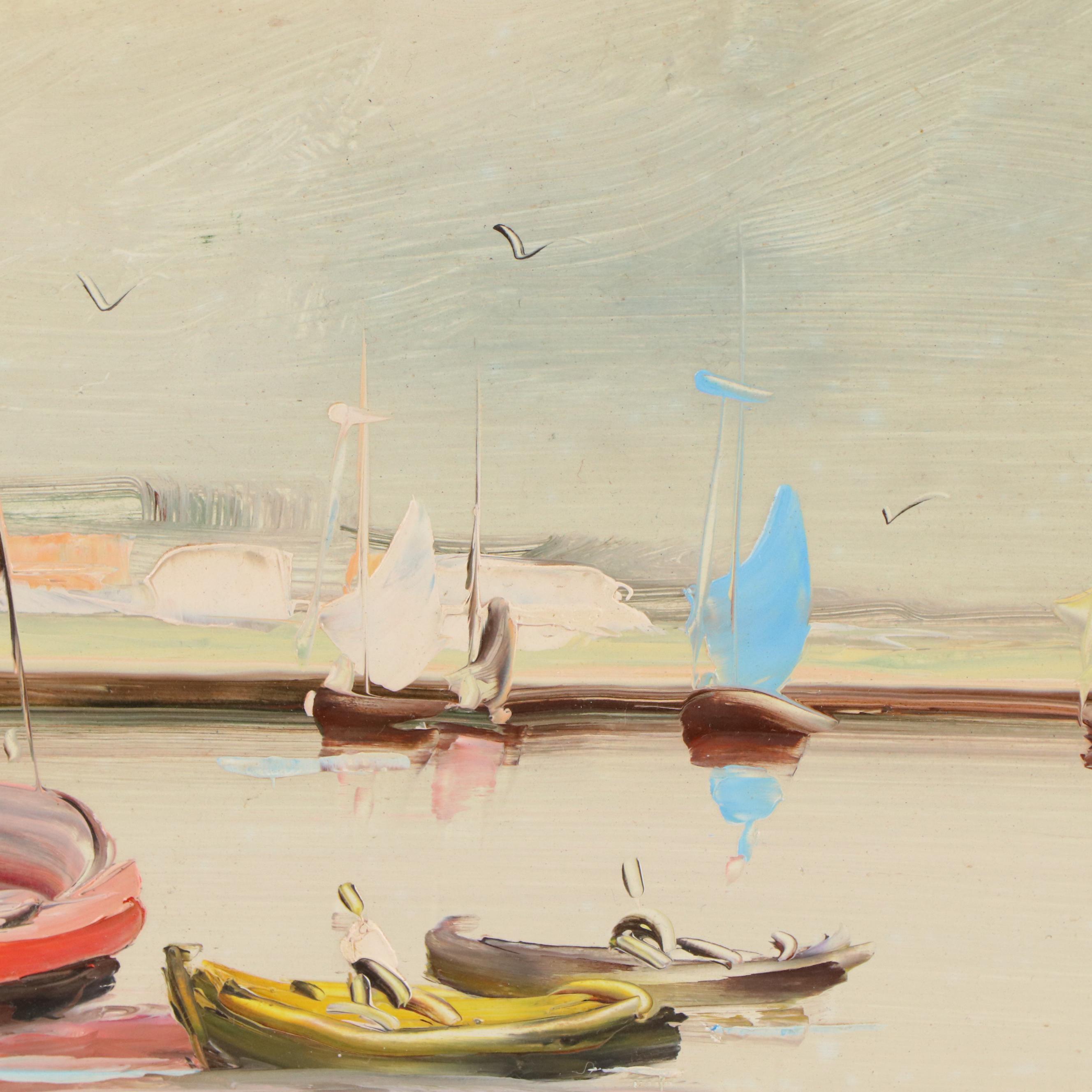 Landscape Oil Painting of Harbor Scene