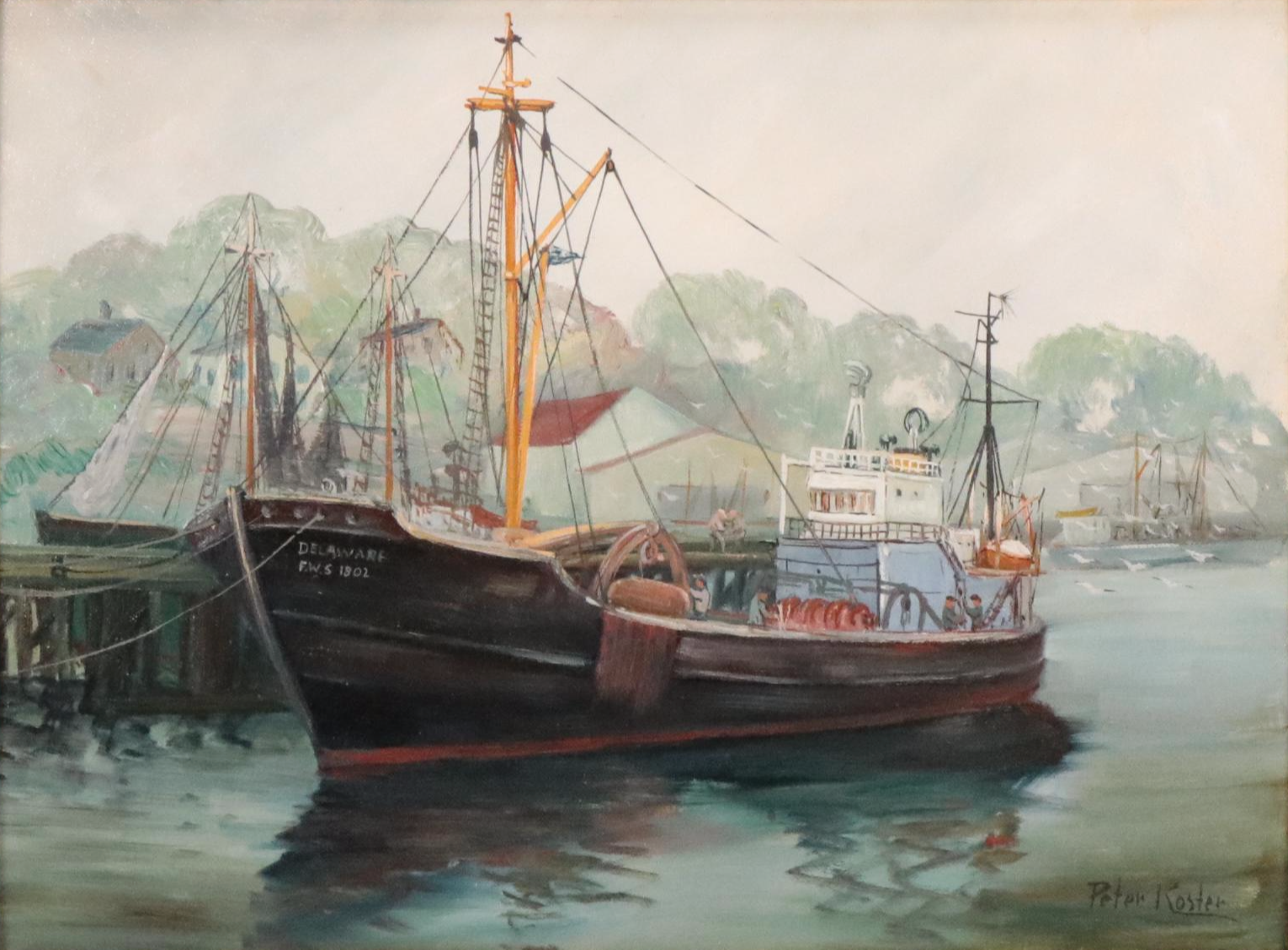 Peter Koster Maritime Oil Painting, Mid 20th Century