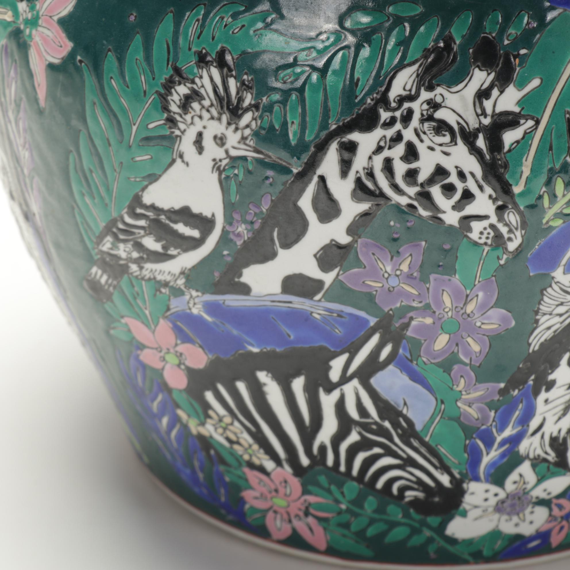 Chinese Hand-Painted Fish Bowl Planter