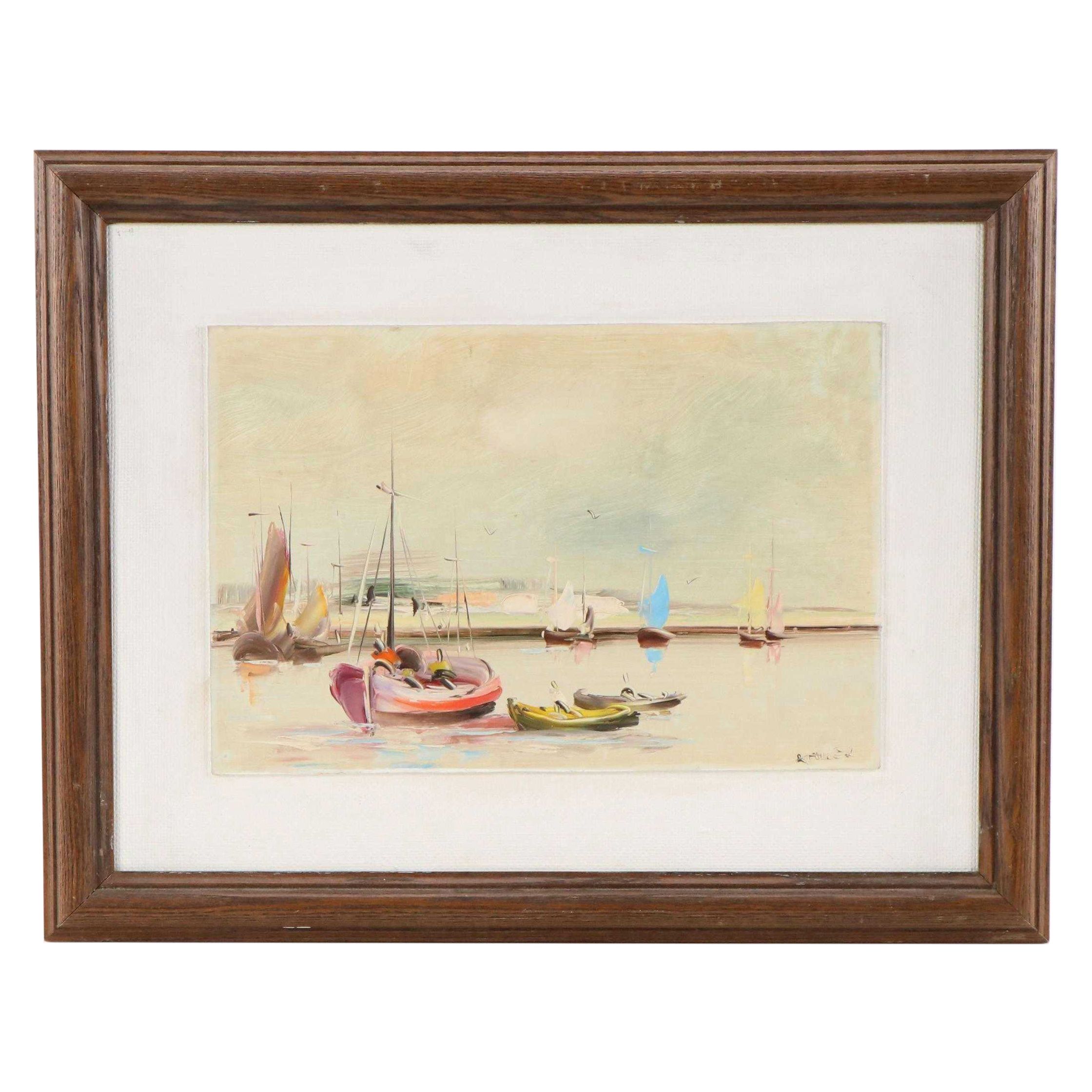 Landscape Oil Painting of Harbor Scene