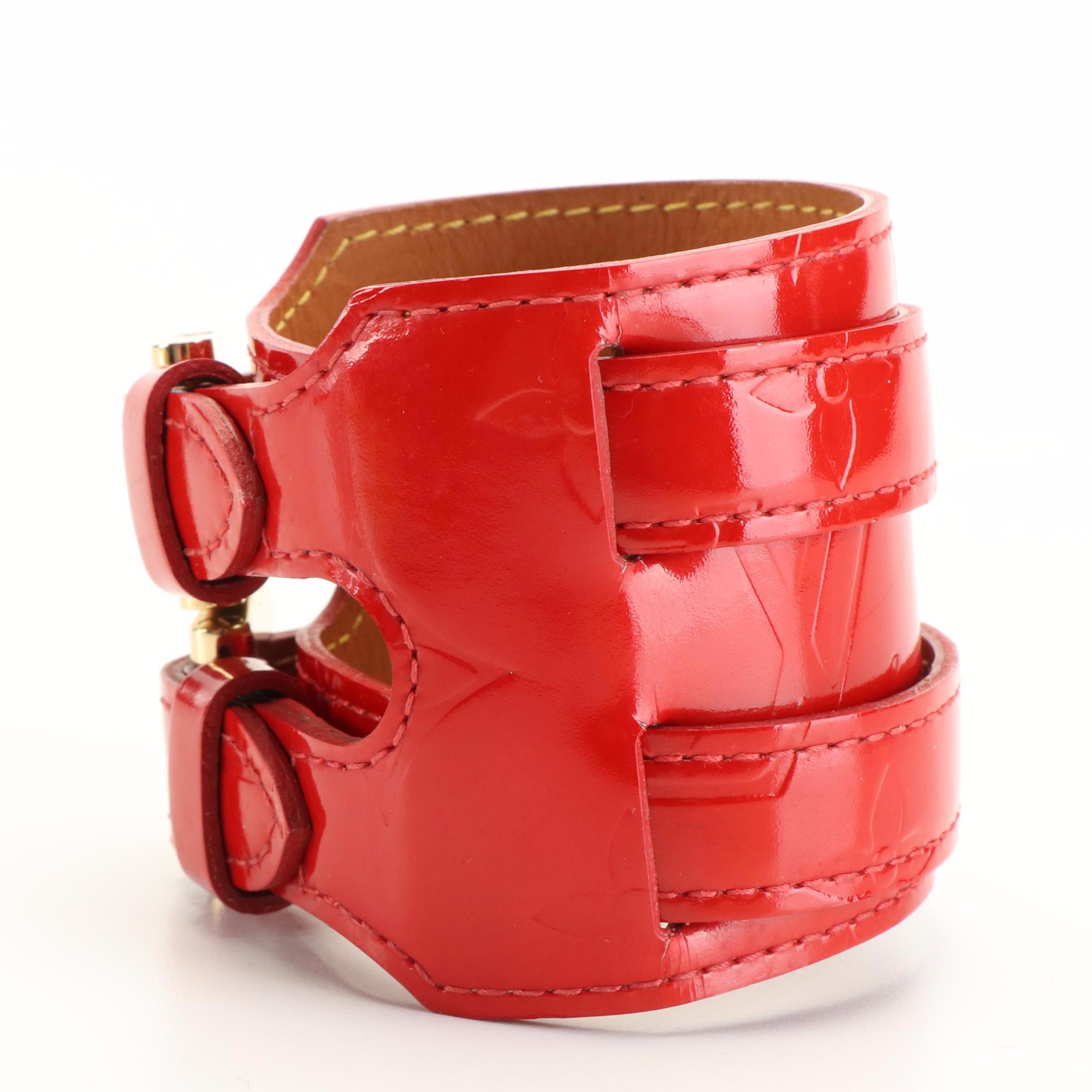Louis Vuitton Charlton Bracelet in Red Monogram Vernis  Leather