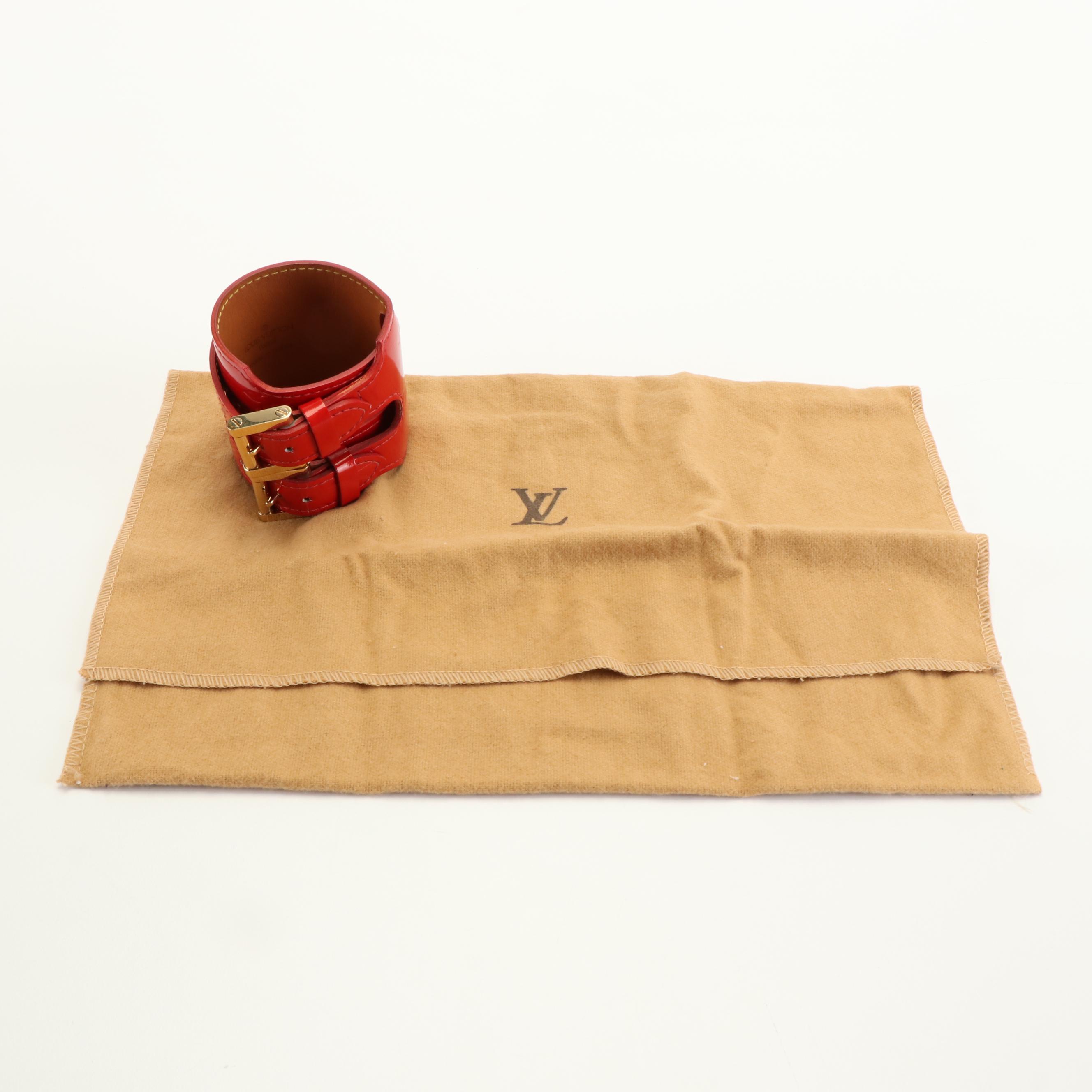 Louis Vuitton Charlton Bracelet in Red Monogram Vernis  Leather