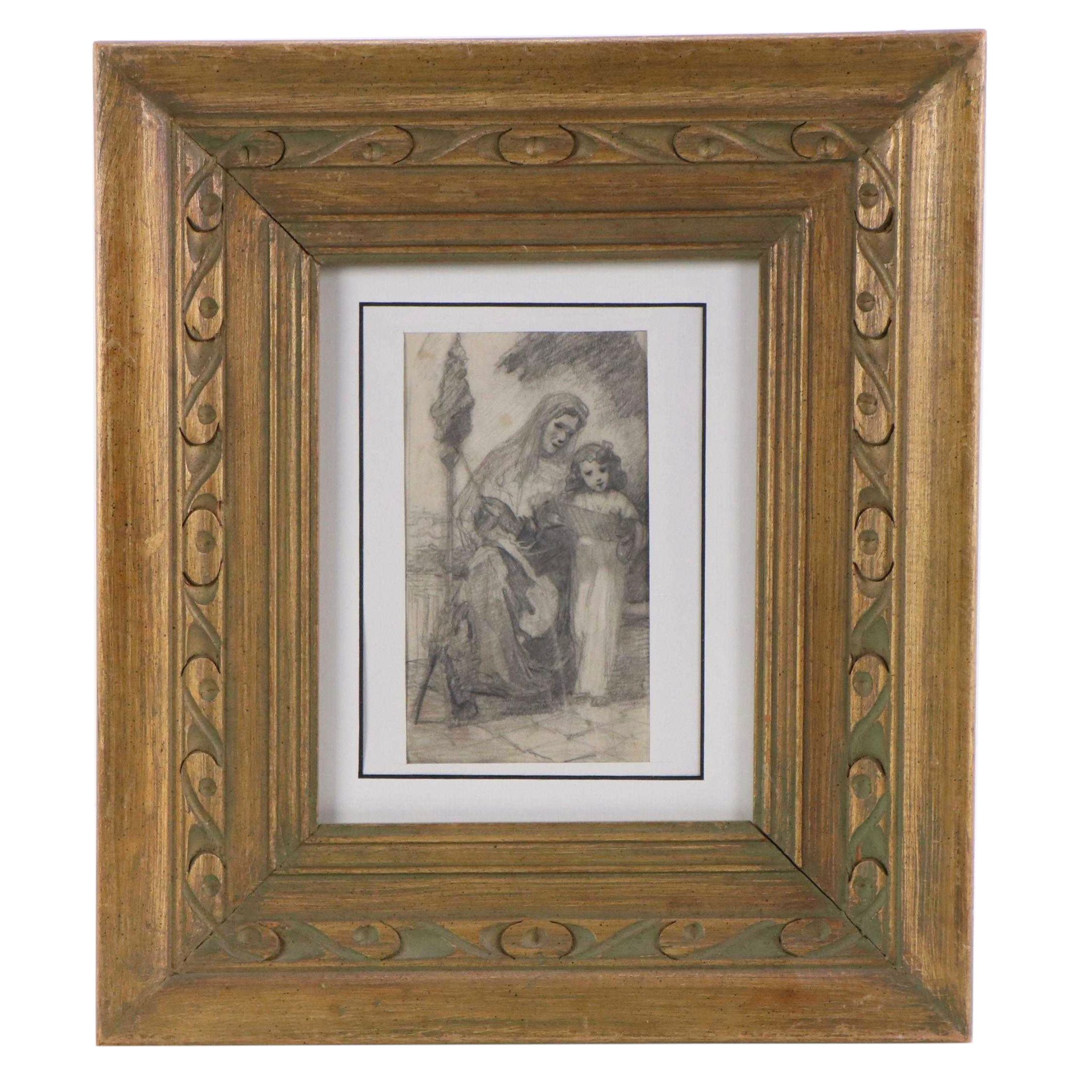 Graphite Drawing of Two Figures