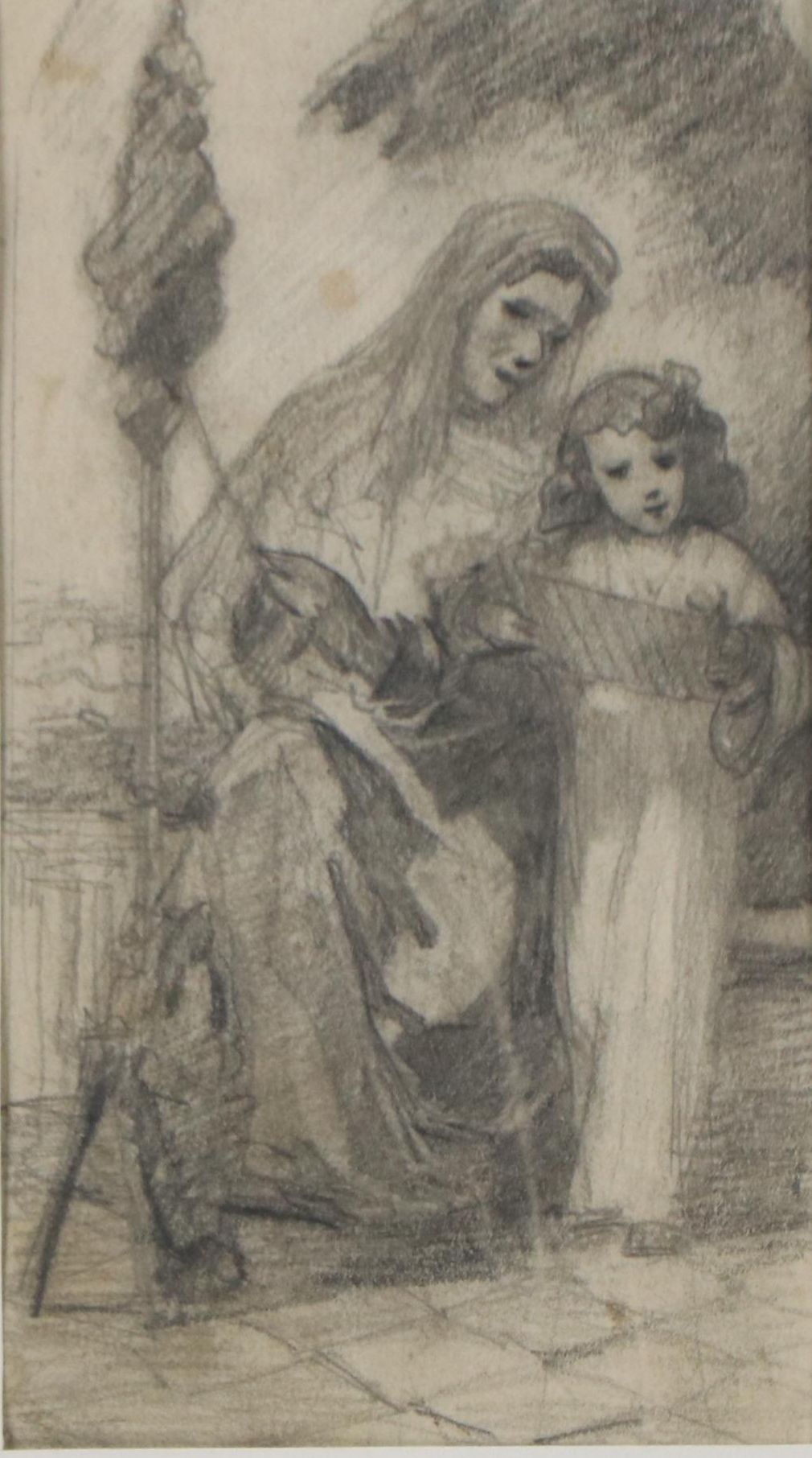 Graphite Drawing of Two Figures