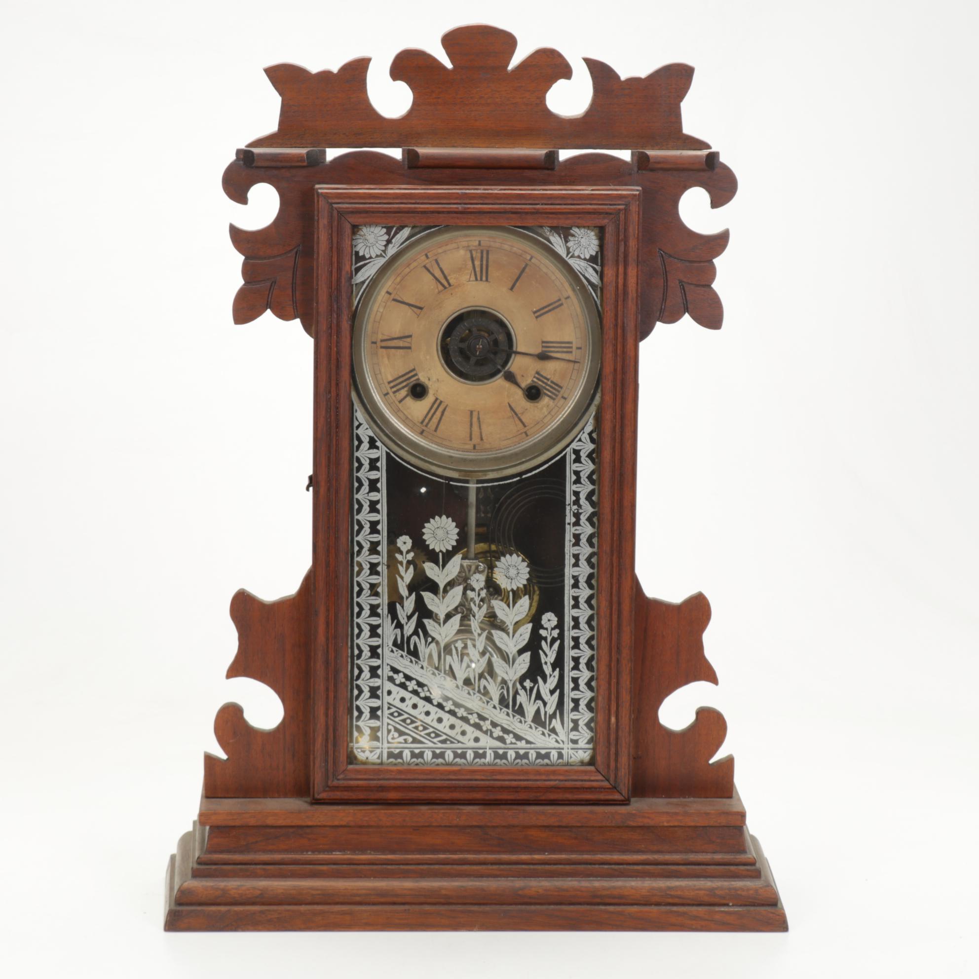 Carved Wood Gingerbread Style Mantel Clock