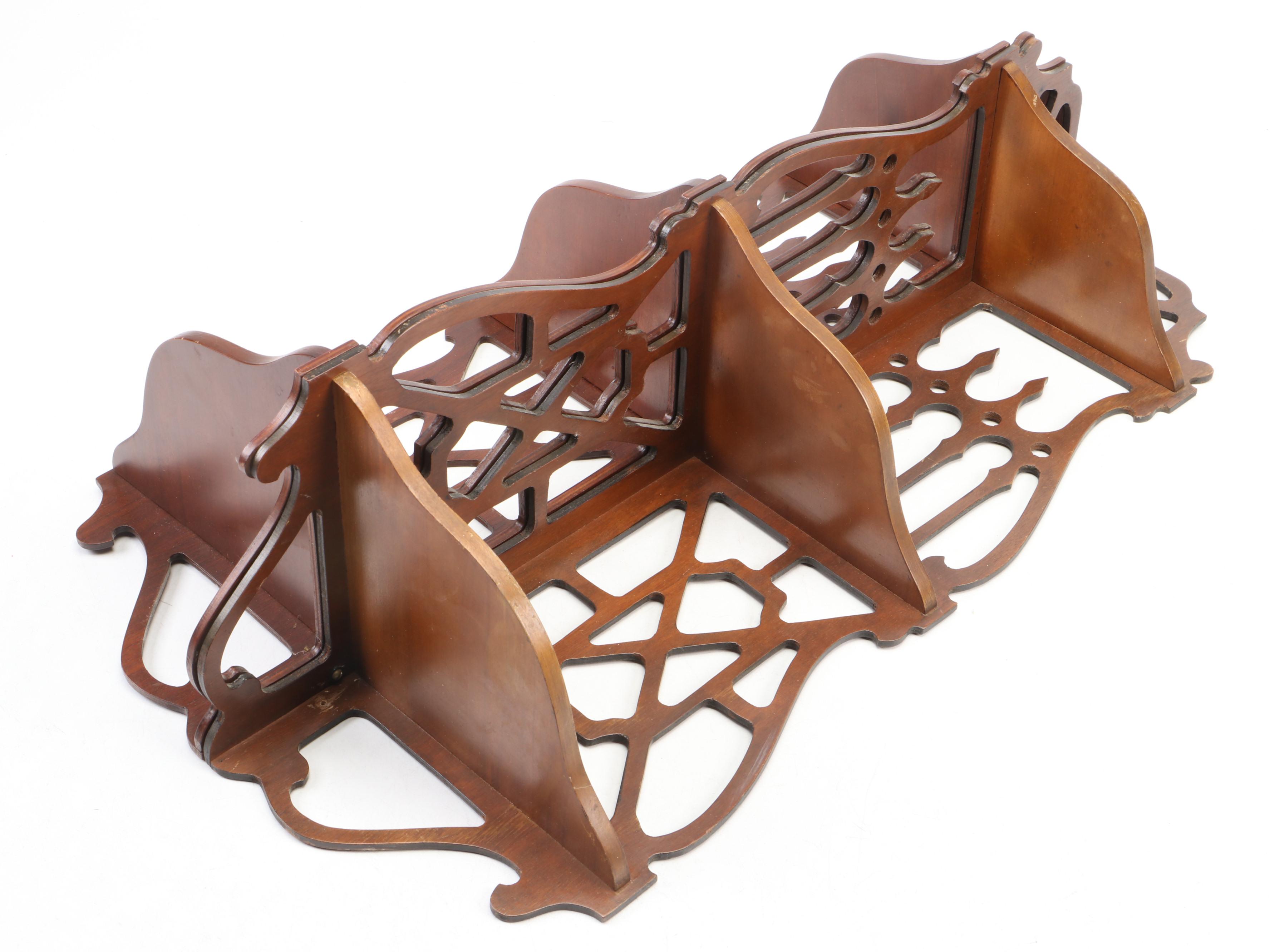 Victorian Style Mahogany Fretwork Combined Corner Hanging Shelves