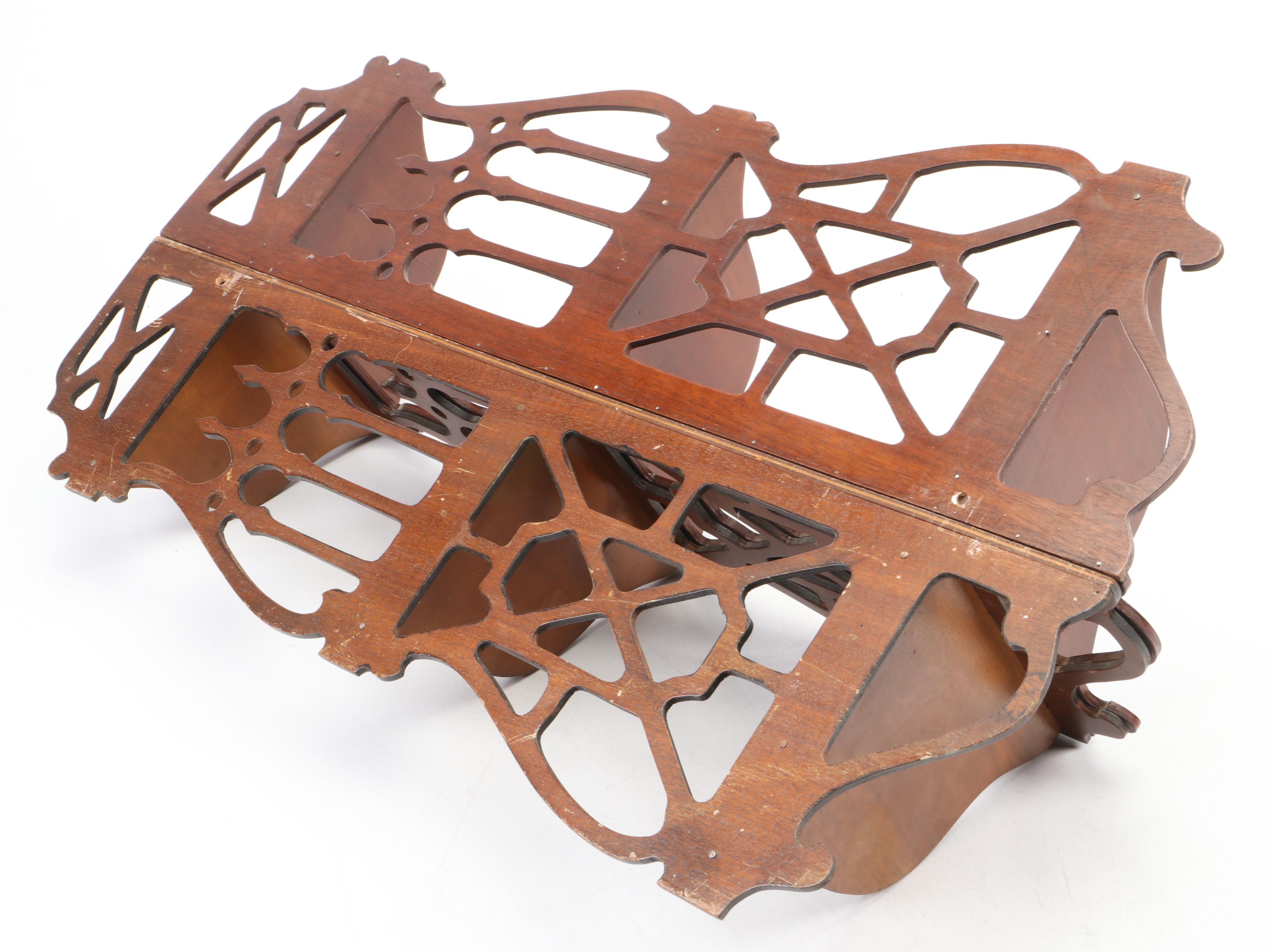 Victorian Style Mahogany Fretwork Combined Corner Hanging Shelves