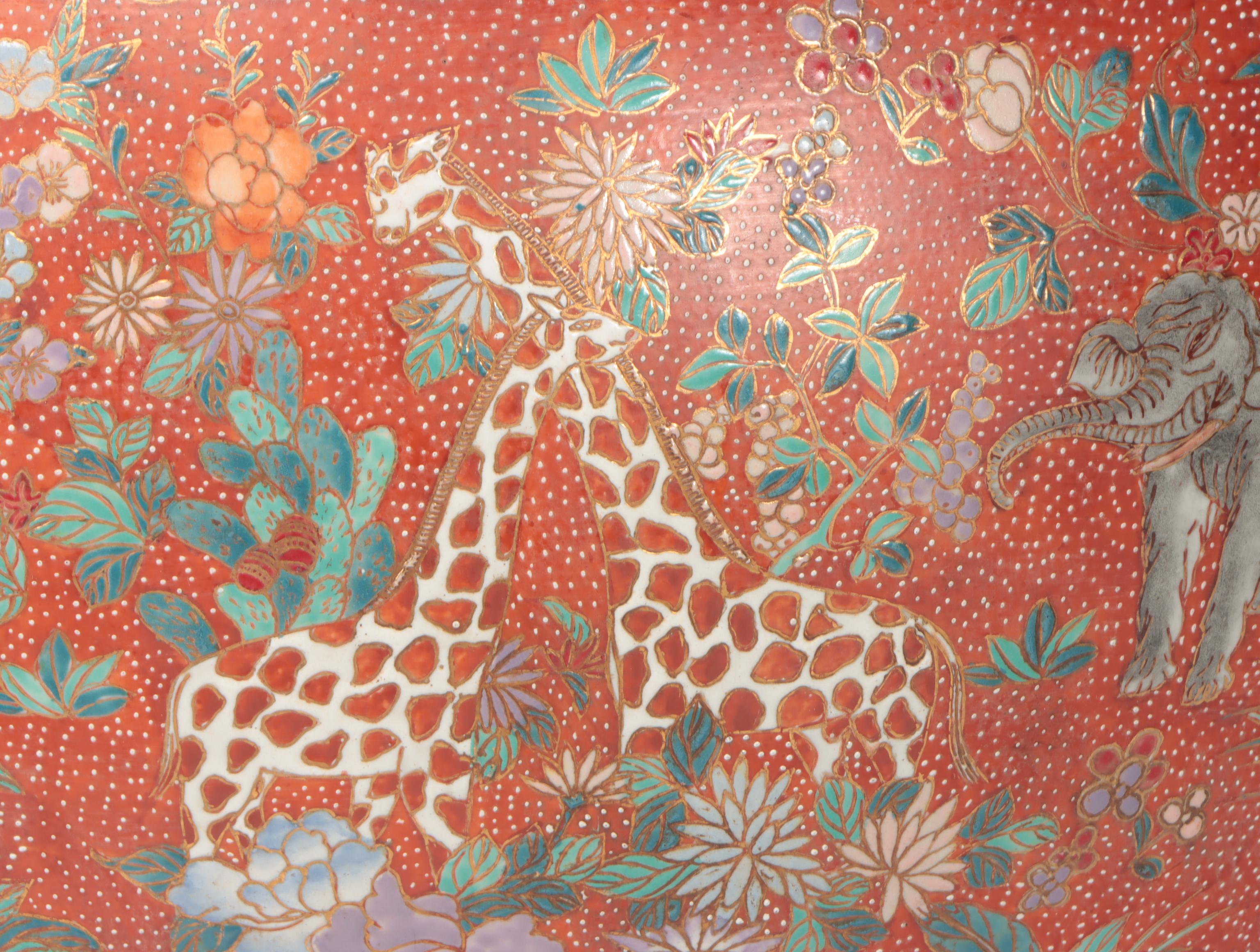 Porcelain Fishbowl Planter on Wooden Stand