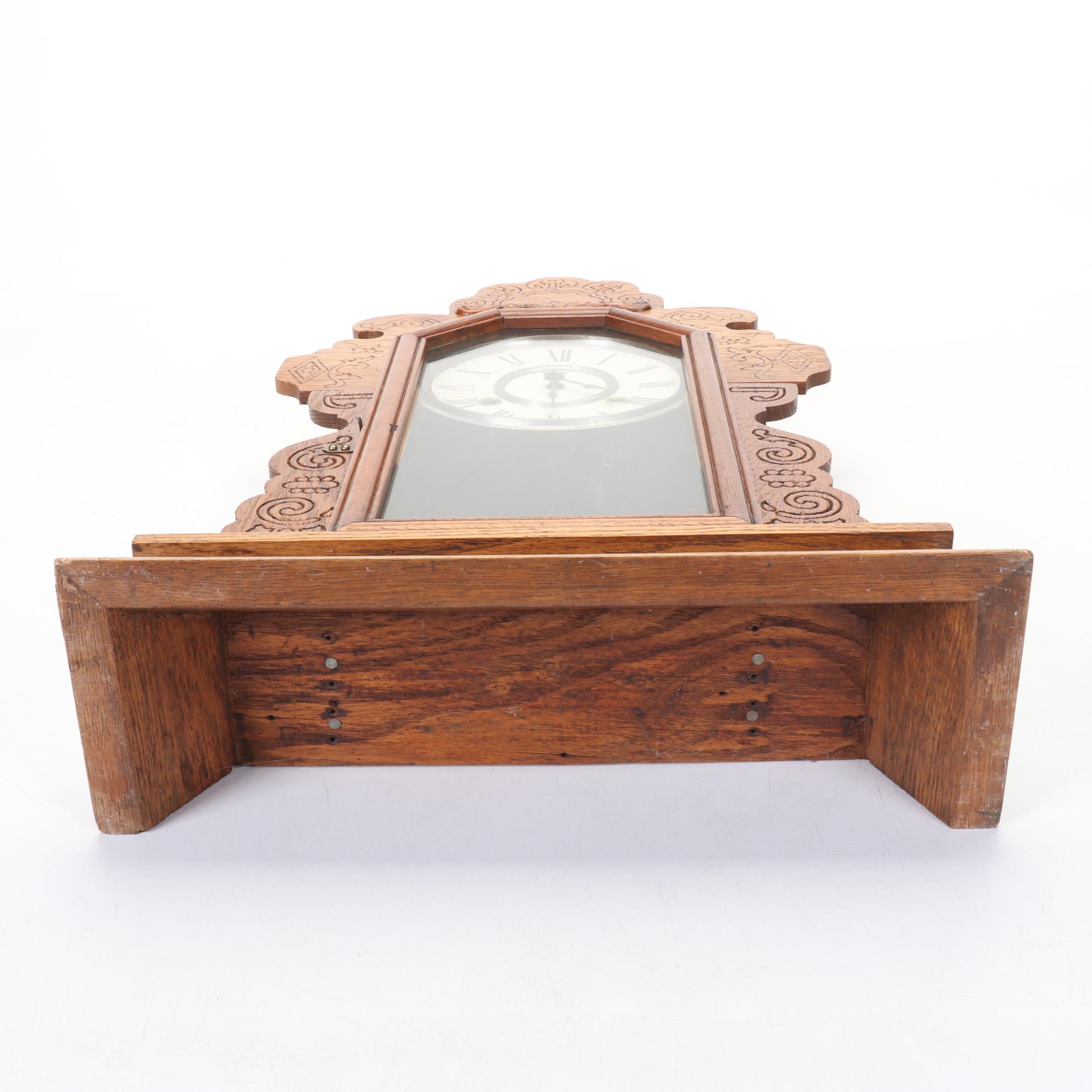 Ansonia Clock Co. Carved Wood Gingerbread Mantel Clock