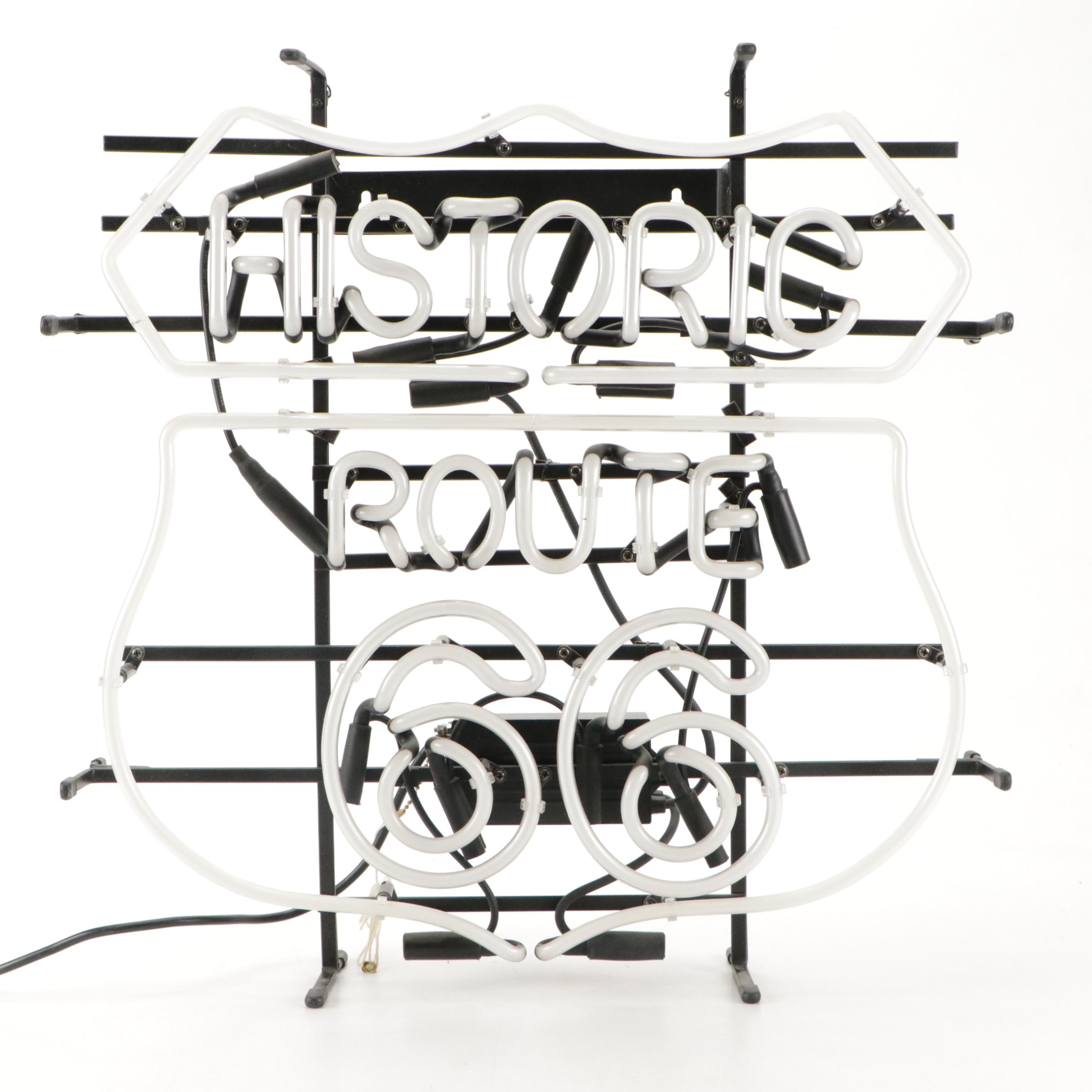 Neon "Historic Route 66" Illuminated Wall Sign