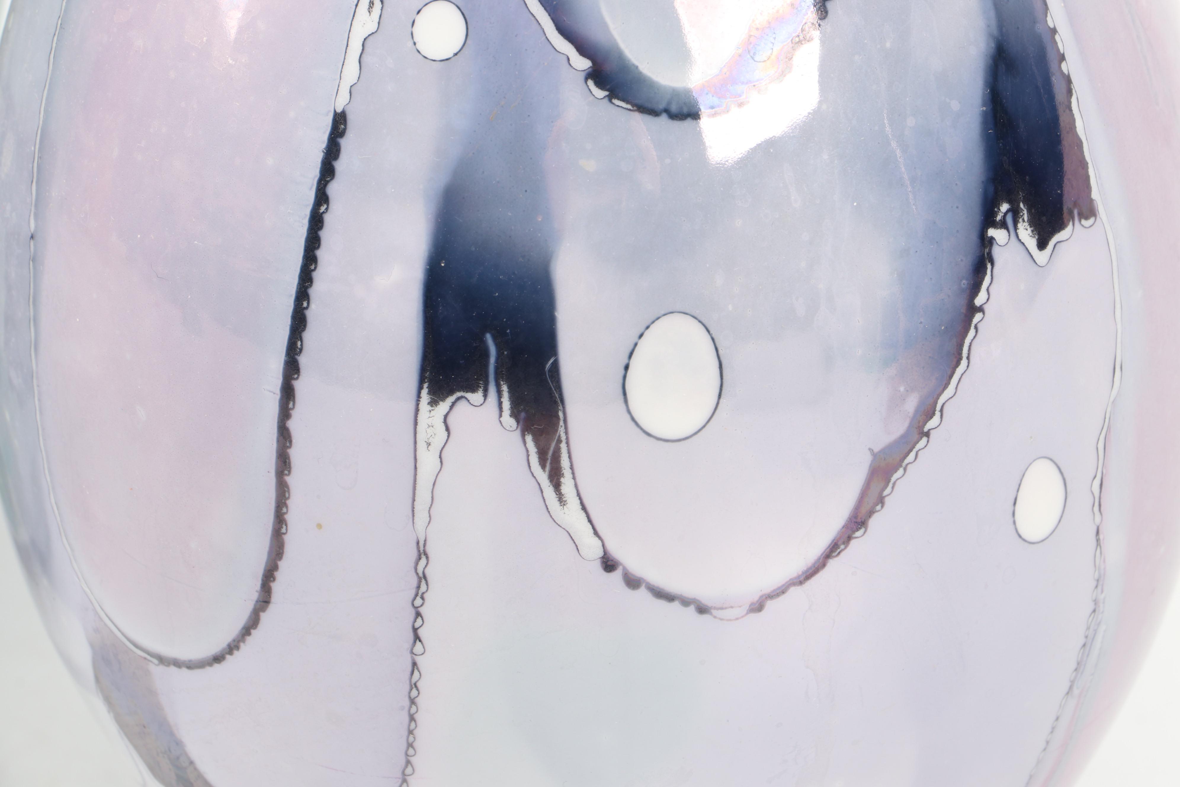 Ceramic Lusterware Vase with Reverse Painted Glass Vase