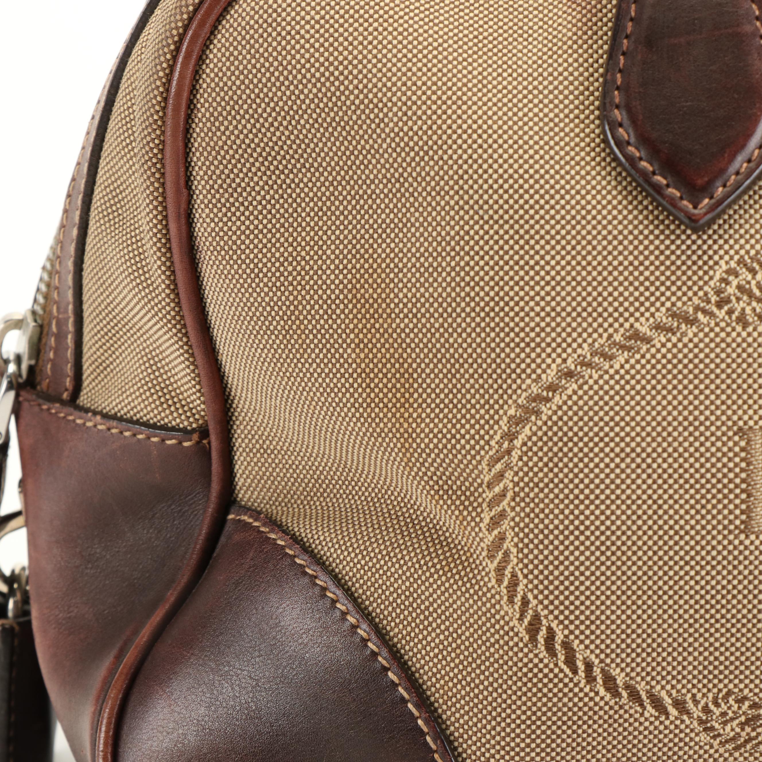 Prada Canapa Logo Jacquard Canvas Boston Bag