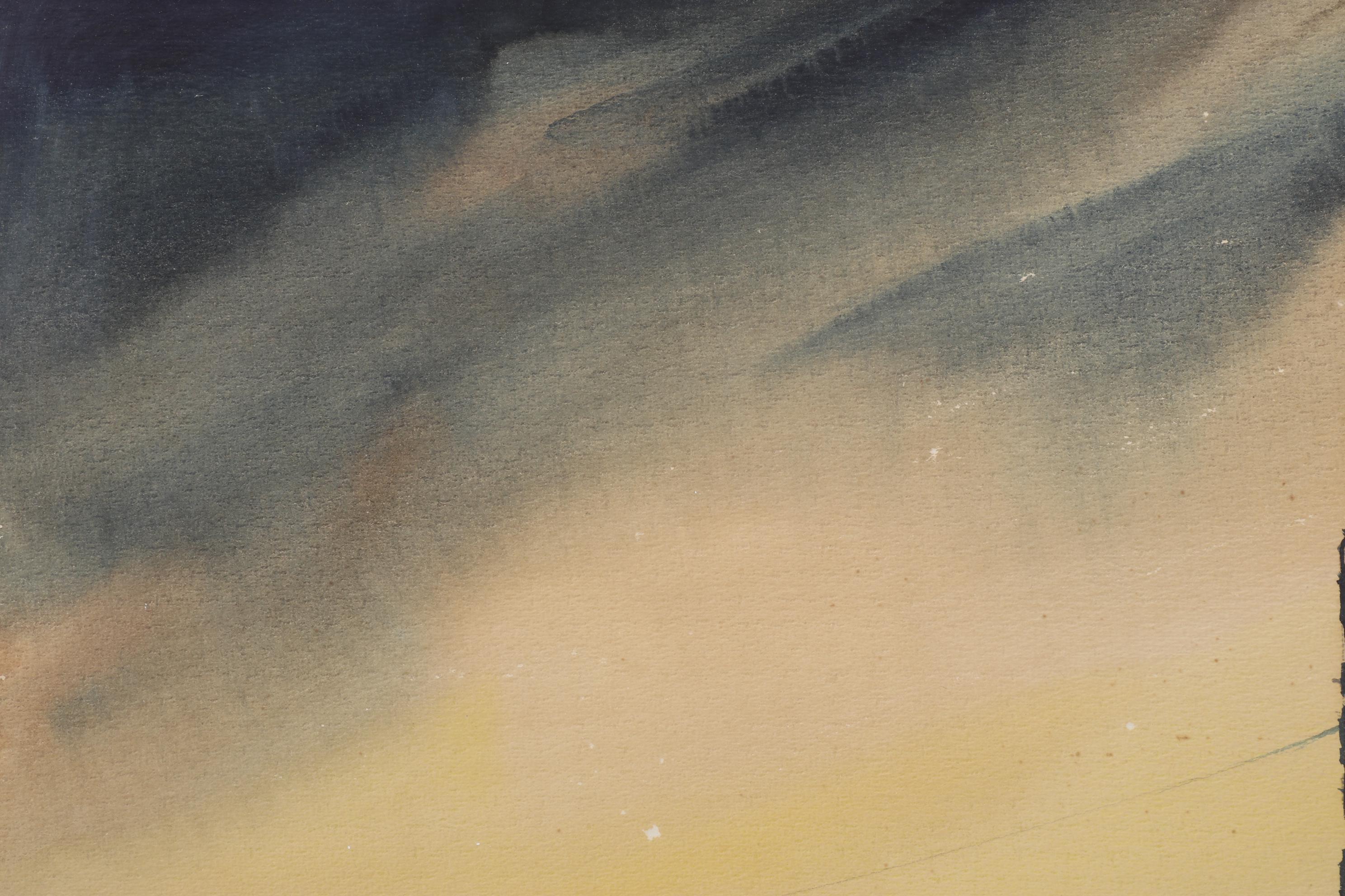 Industrial Landscape Watercolor Painting, 1957