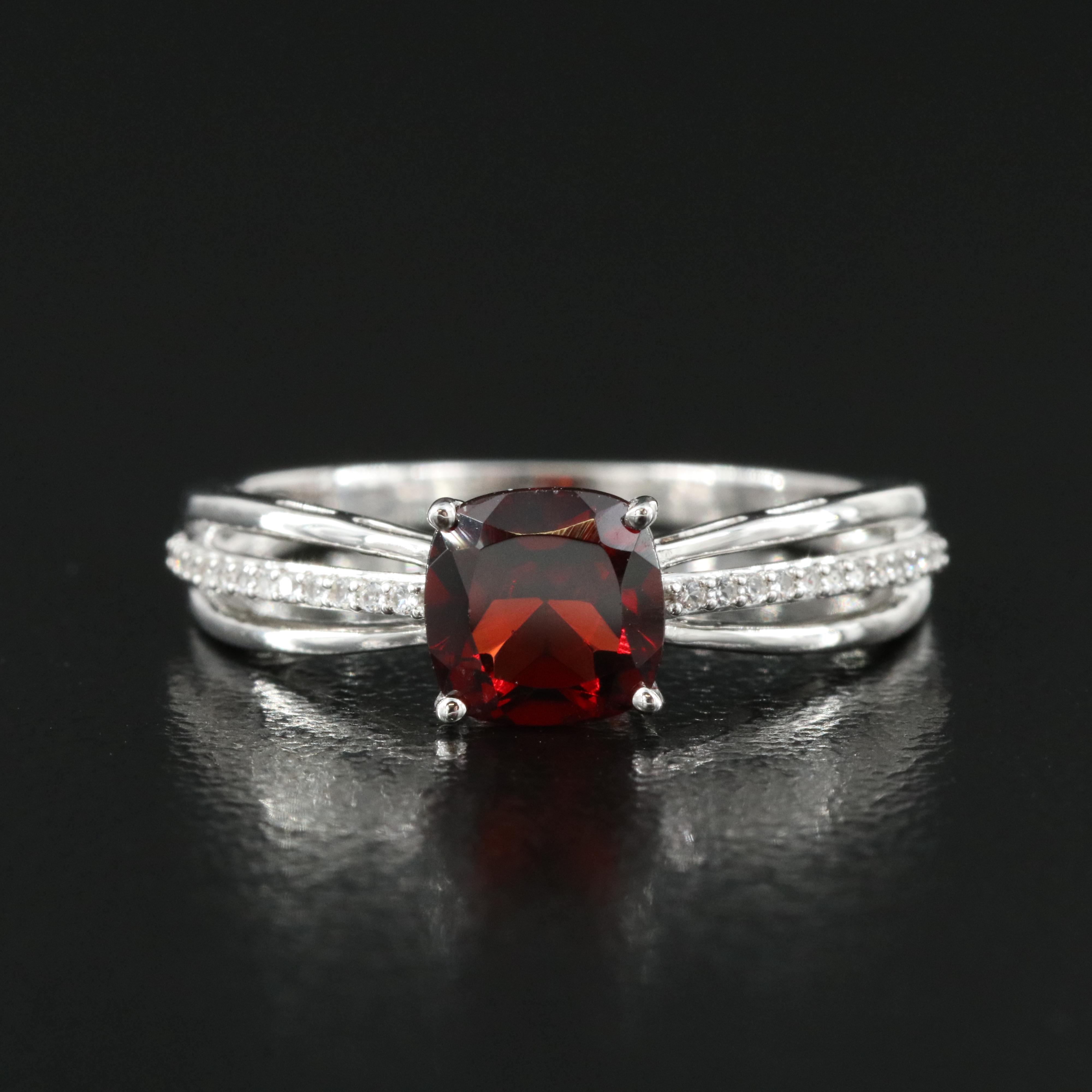 Sterling Garnet and Sapphire Ring