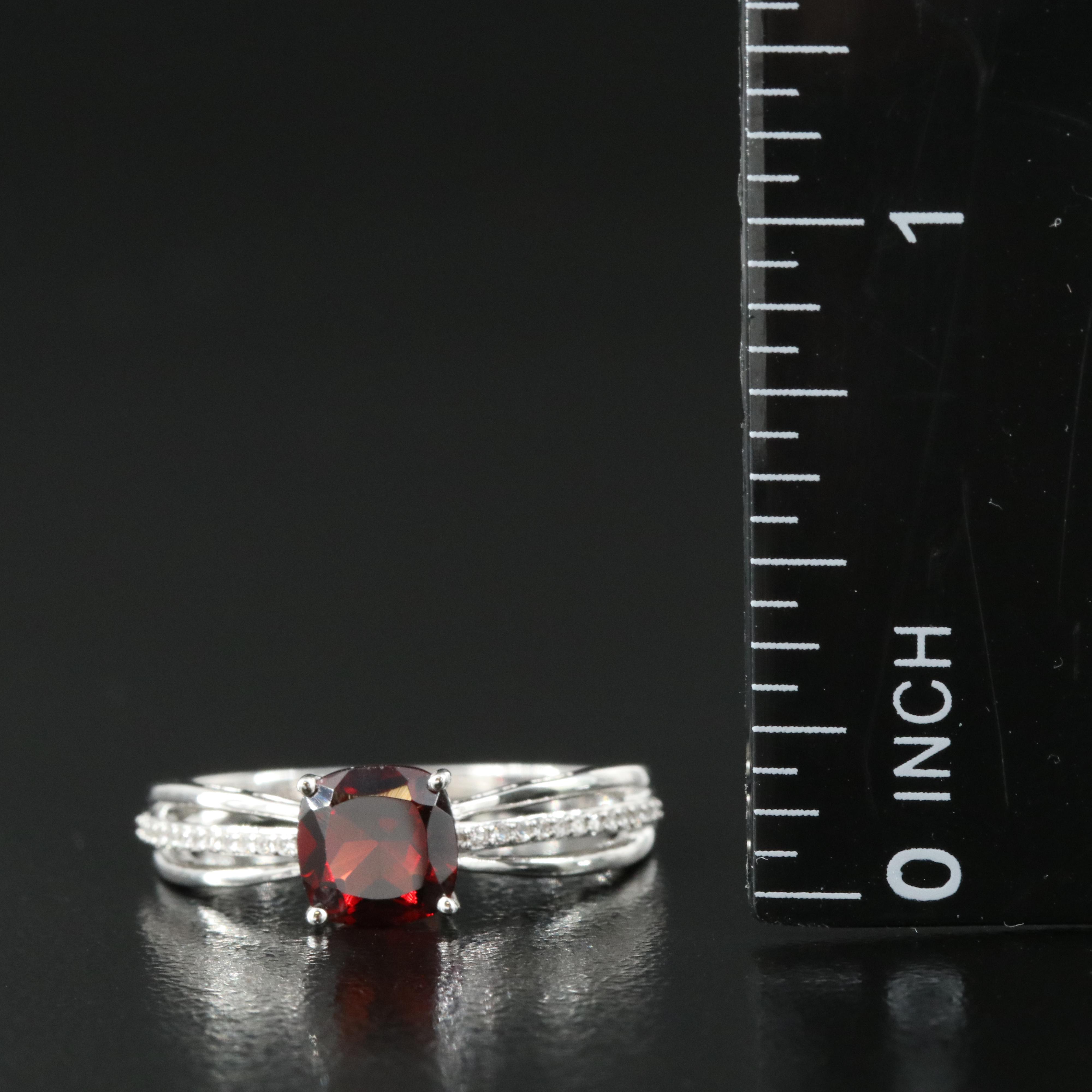 Sterling Garnet and Sapphire Ring