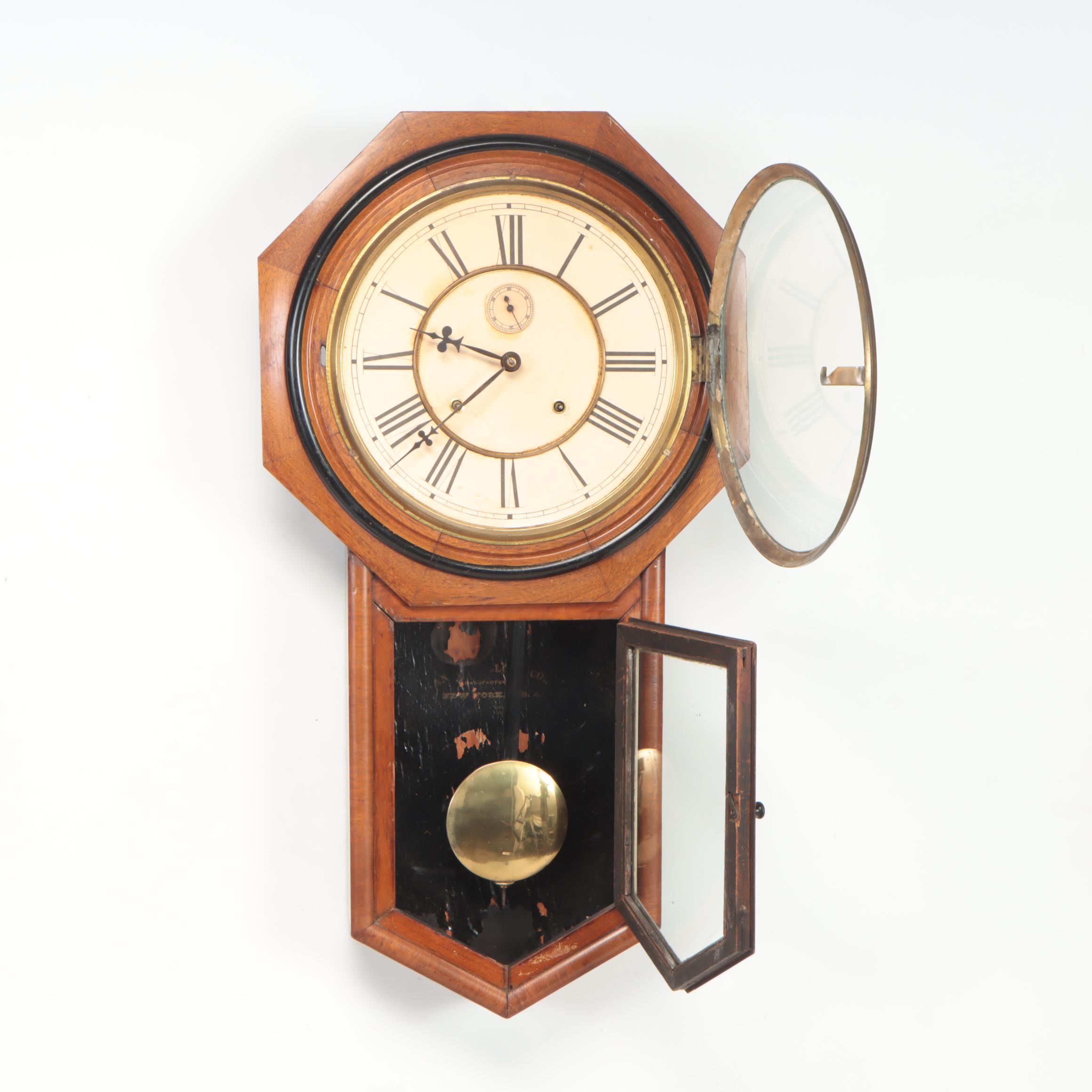 Ansonia "Office Regulator" Walnut Wall Clock