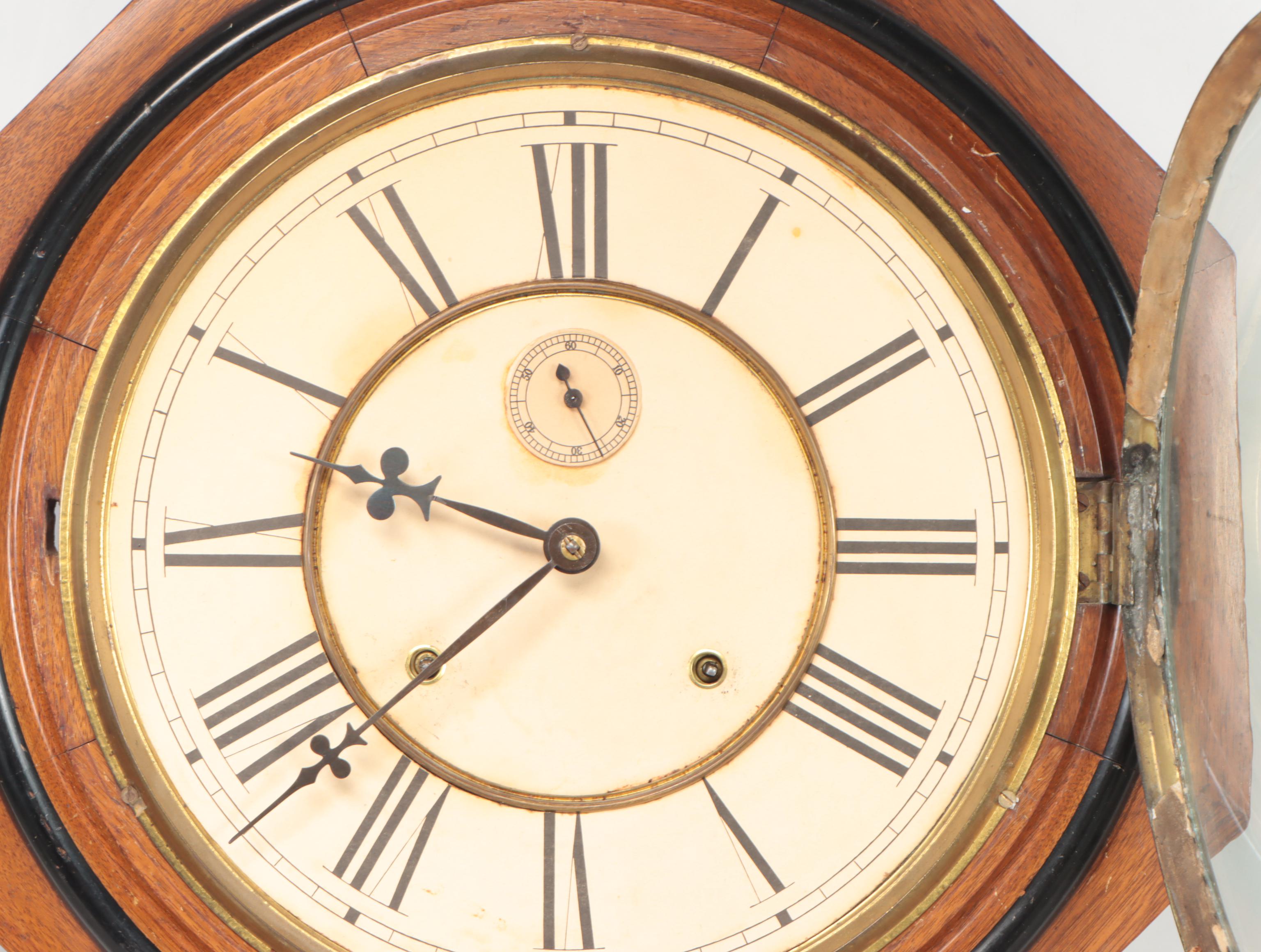 Ansonia "Office Regulator" Walnut Wall Clock