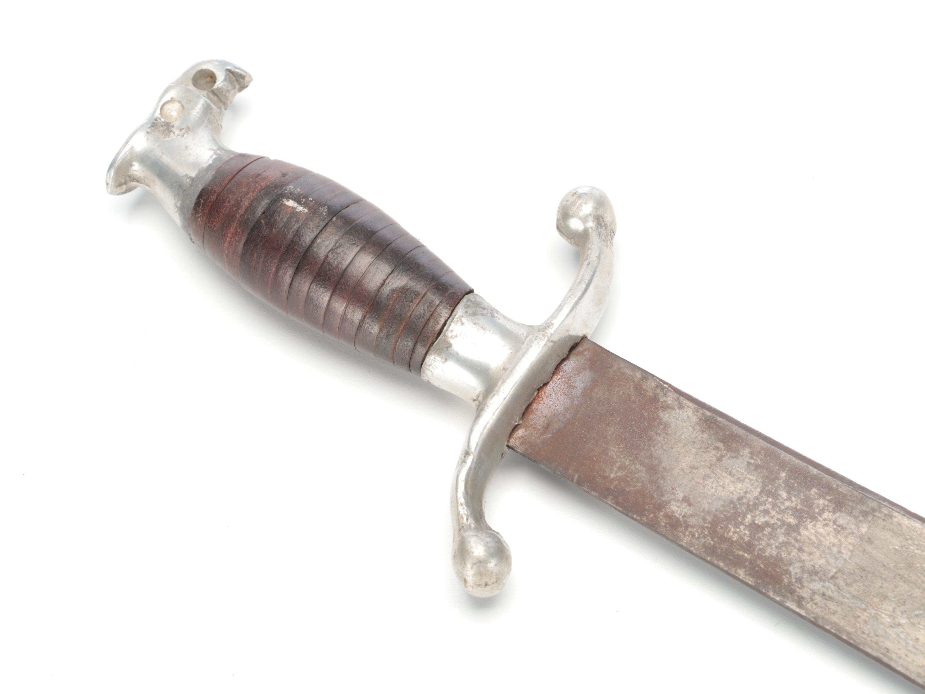 Replica Mexican Eagle Head and Stacked Leather Handle Sword