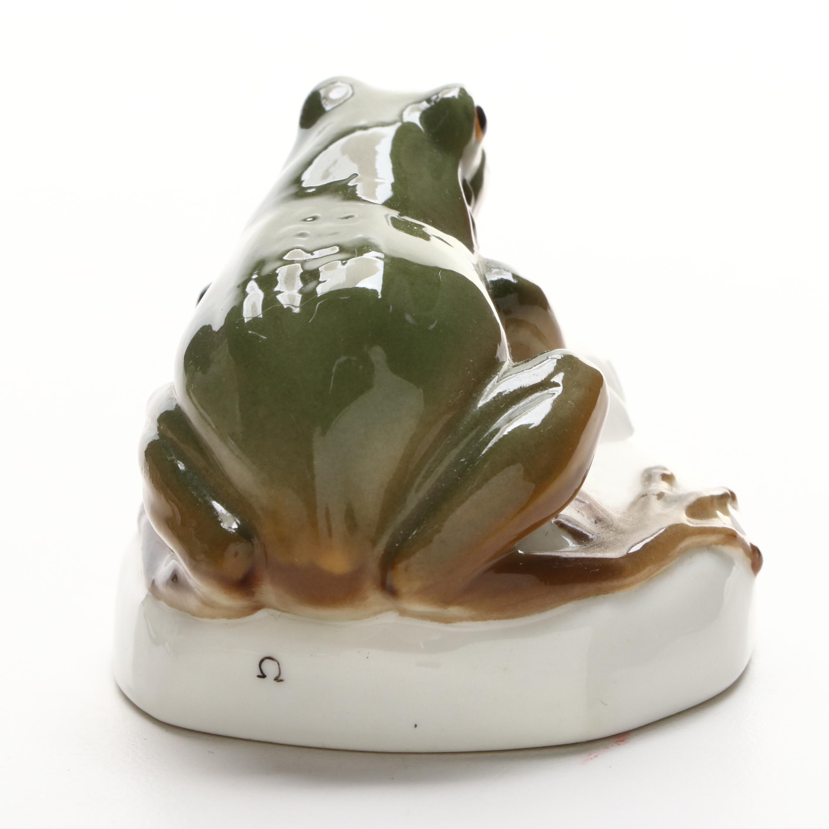 Nymphenburg Porcelain Hippopotamus and Frog Figurines