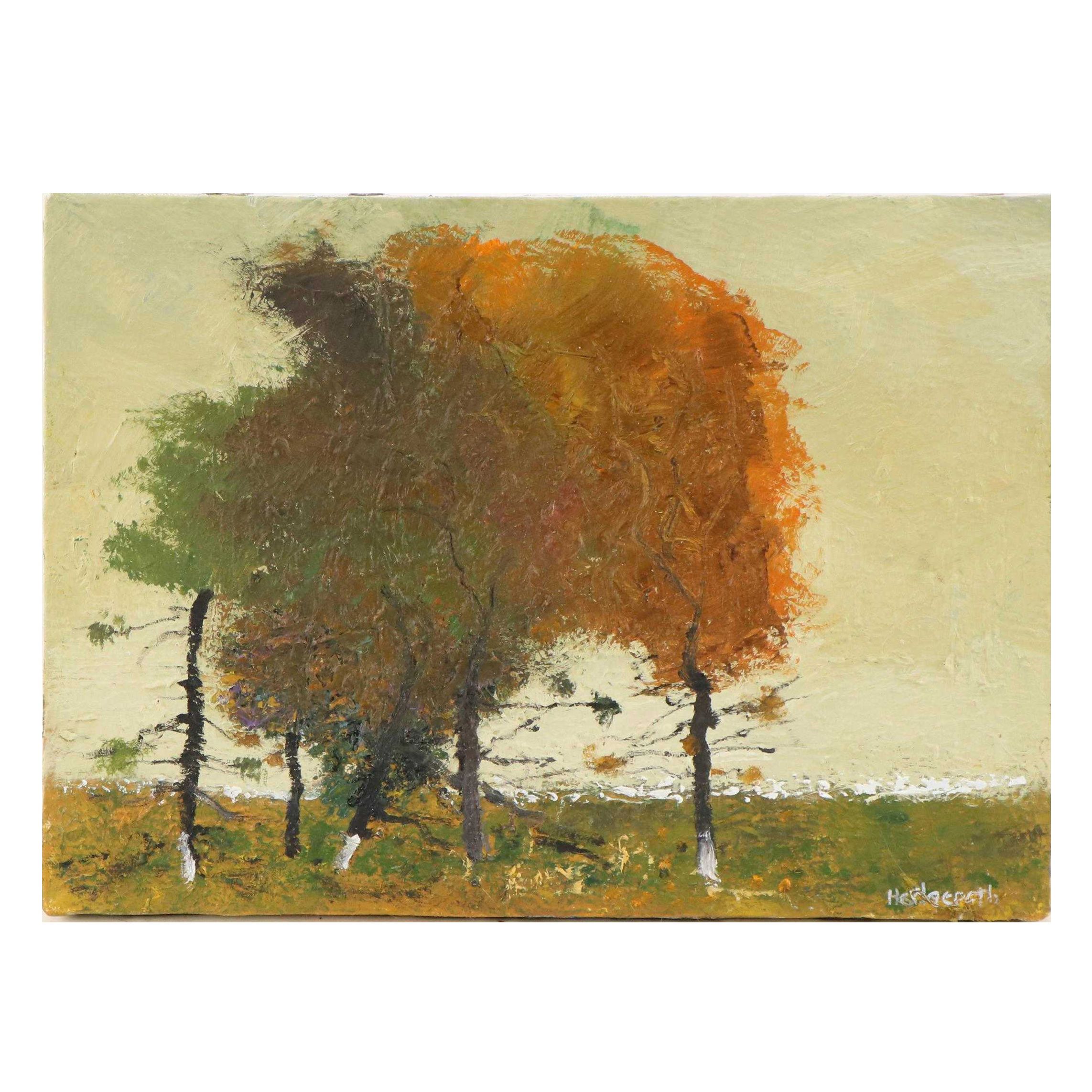 Stephen Hedgepeth Impasto Autumnal Landscape Oil Painting
