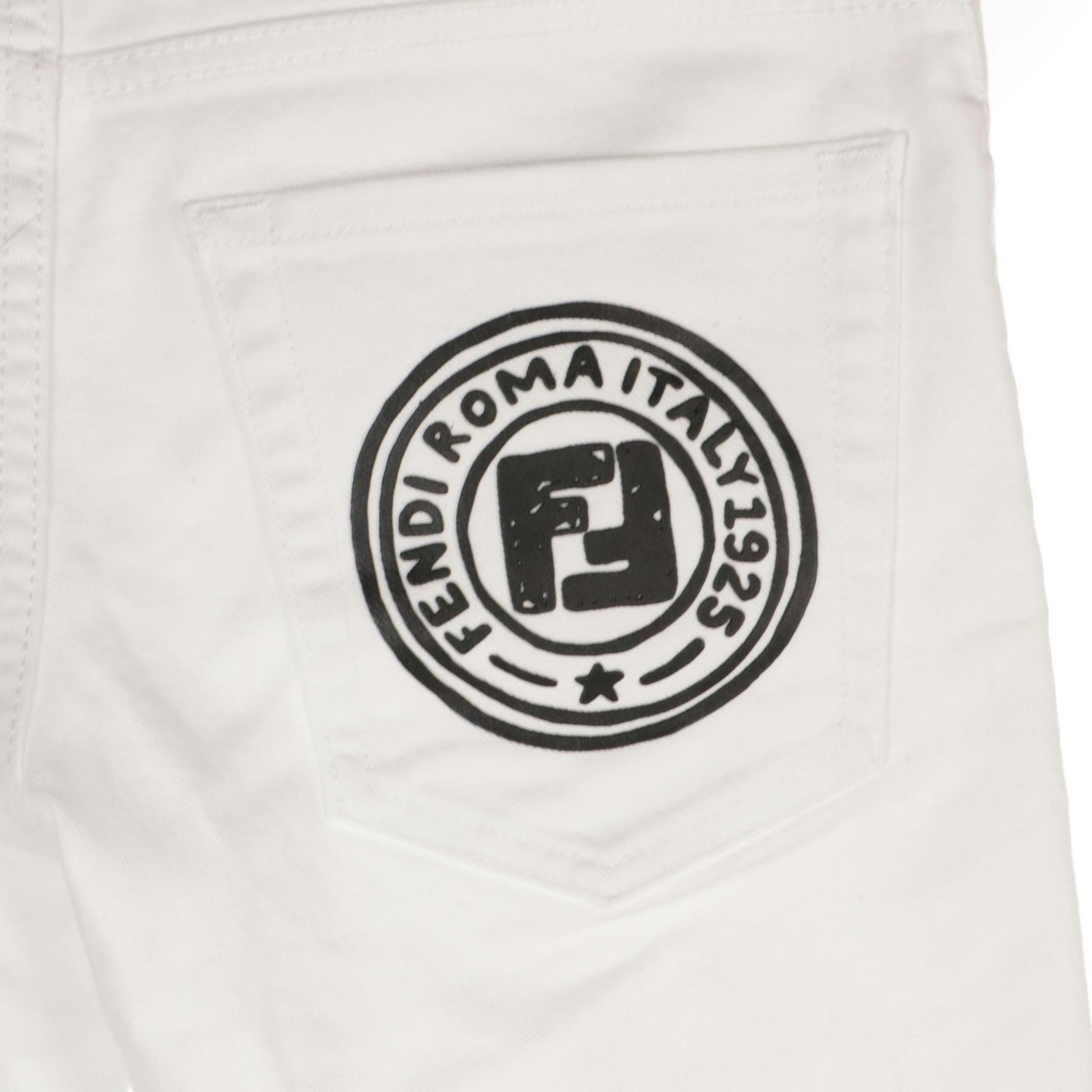 Fendi White Skinny Jeans with Rubber FF Logo Pocket Detail, With Tags ...