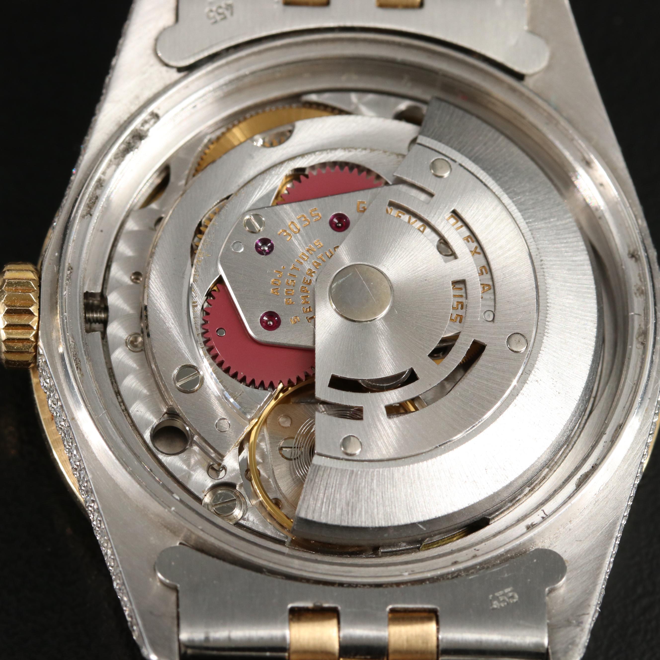 1980s Custom 7.44 CTW Diamond Rolex Datejust Watch