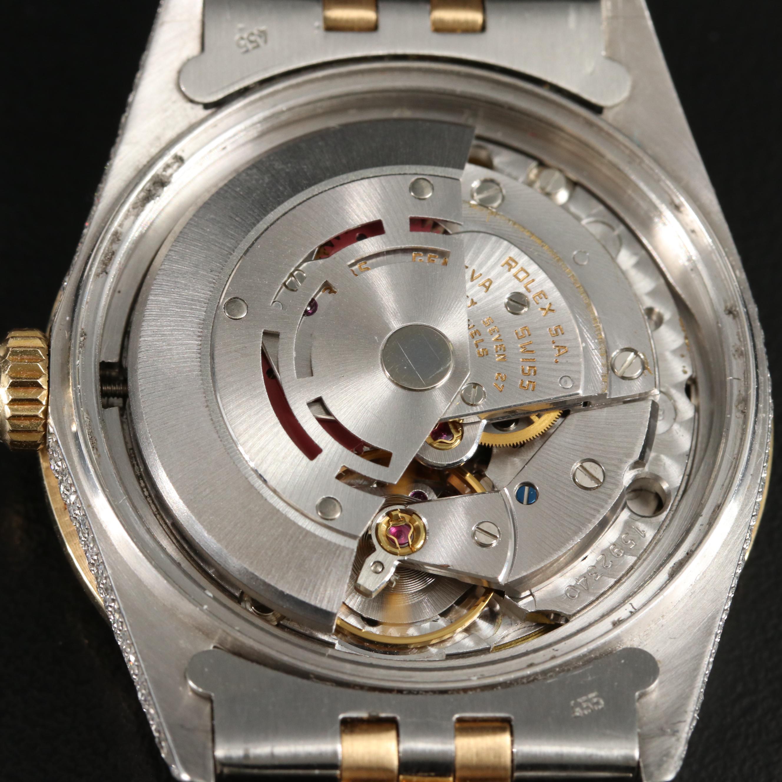 1980s Custom 7.44 CTW Diamond Rolex Datejust Watch