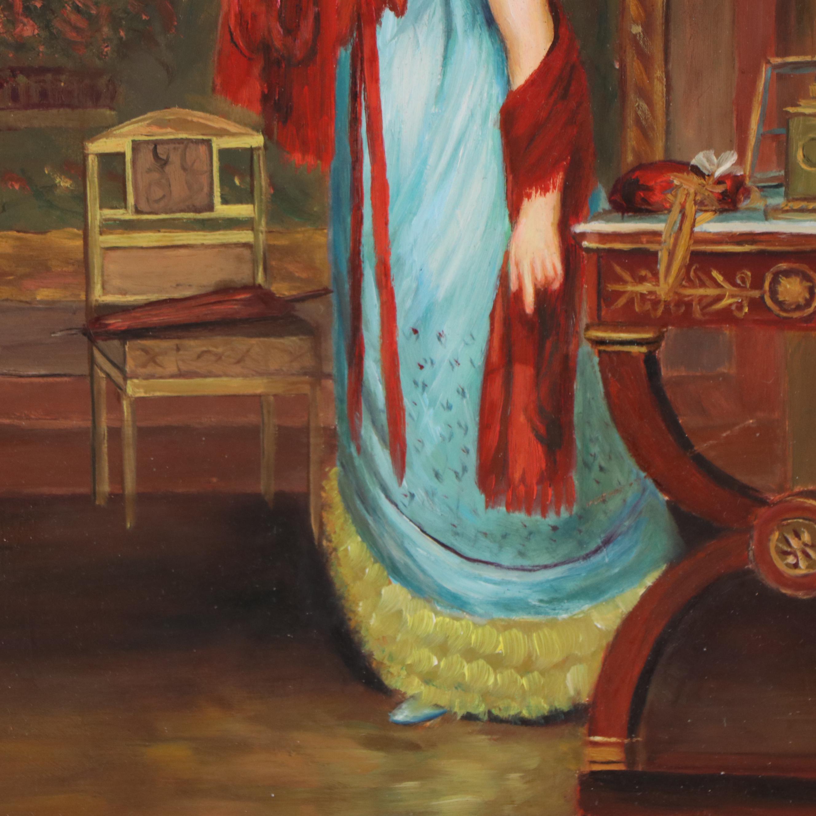 Oil Painting After Louis-Emile Adan "The New Shawl"