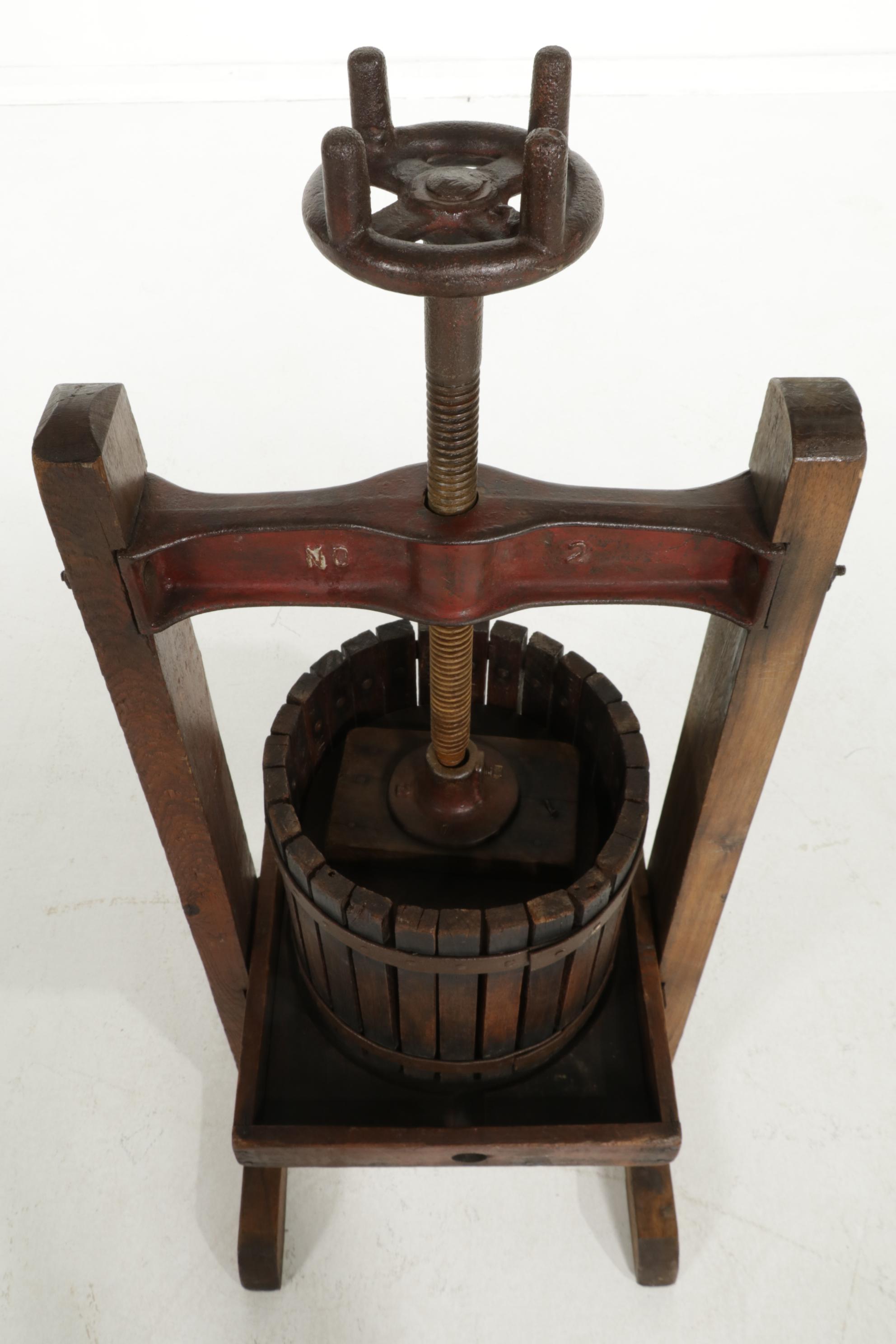 Rustic Wood and Cast Iron Cider Press, Early to Mid 20th Century