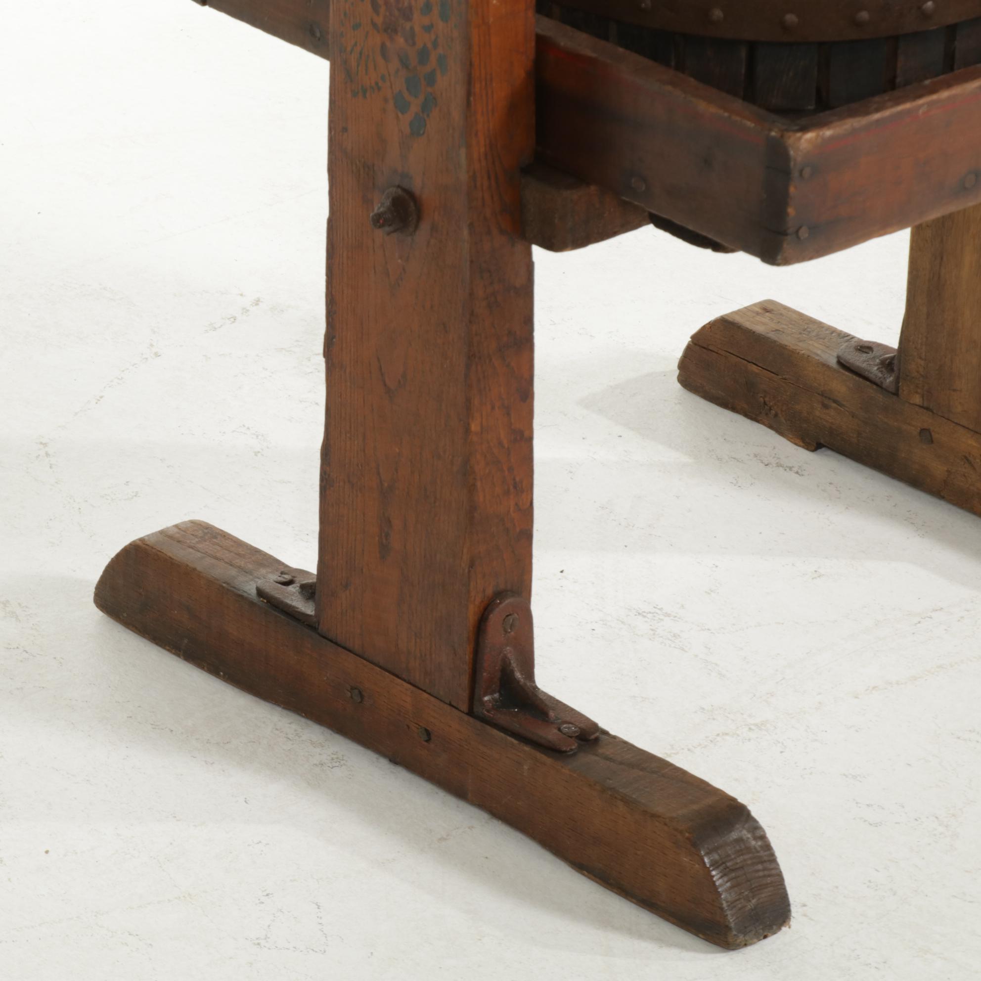 Rustic Wood and Cast Iron Cider Press, Early to Mid 20th Century