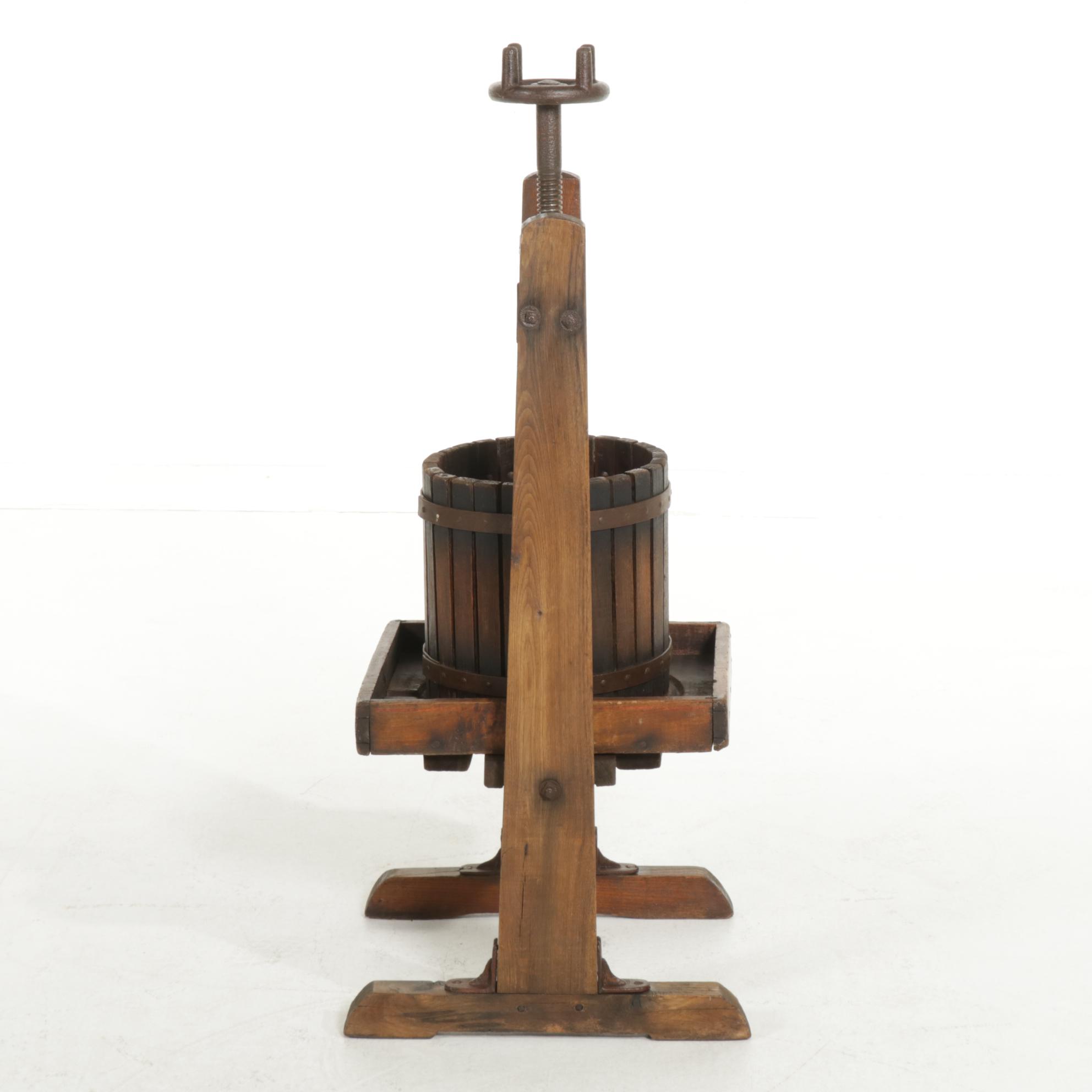 Rustic Wood and Cast Iron Cider Press, Early to Mid 20th Century