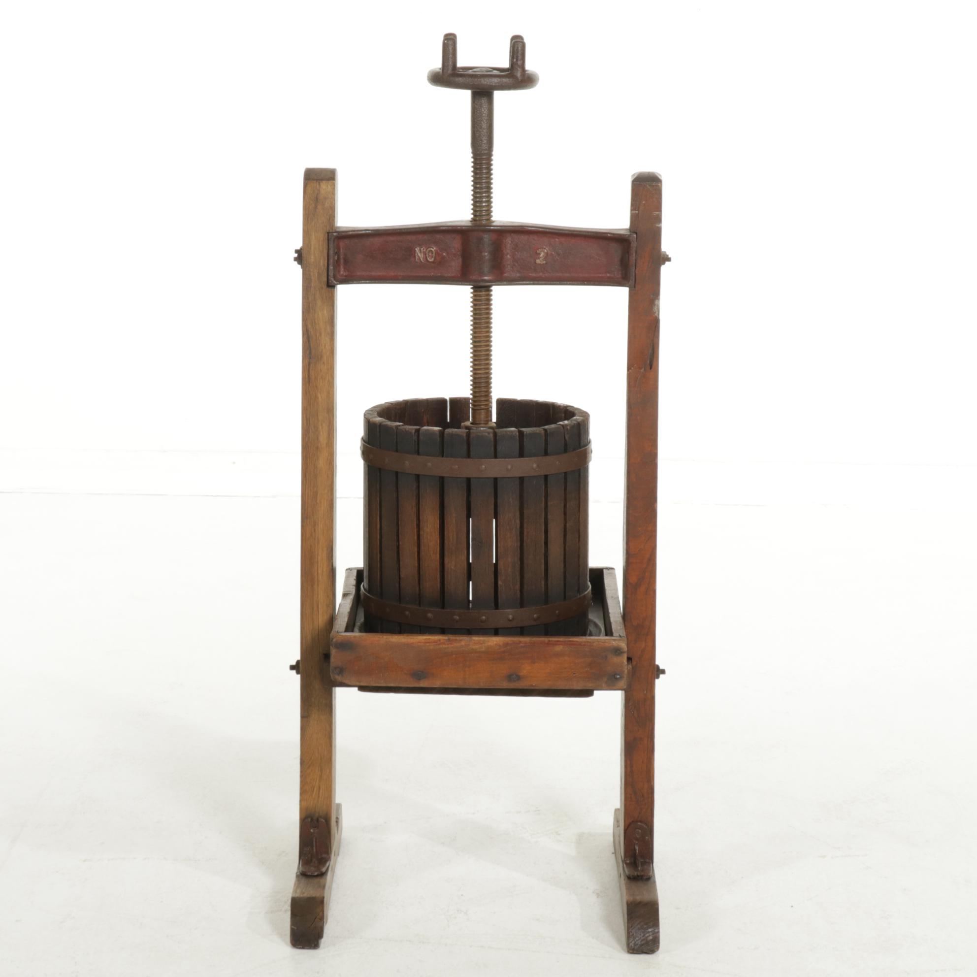 Rustic Wood and Cast Iron Cider Press, Early to Mid 20th Century