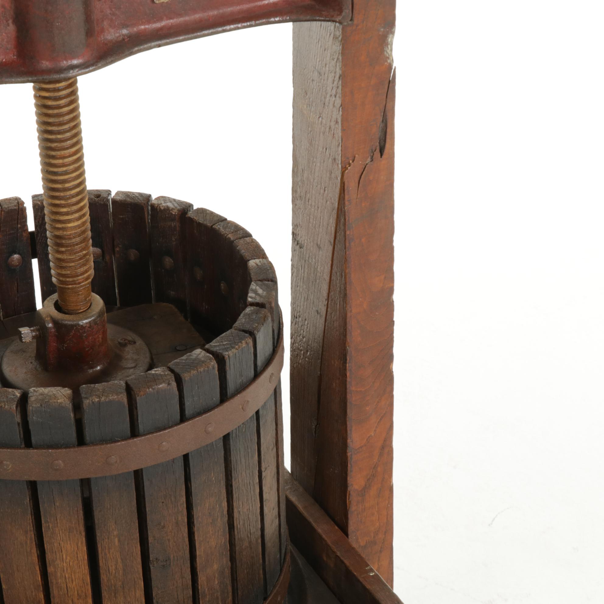 Rustic Wood and Cast Iron Cider Press, Early to Mid 20th Century