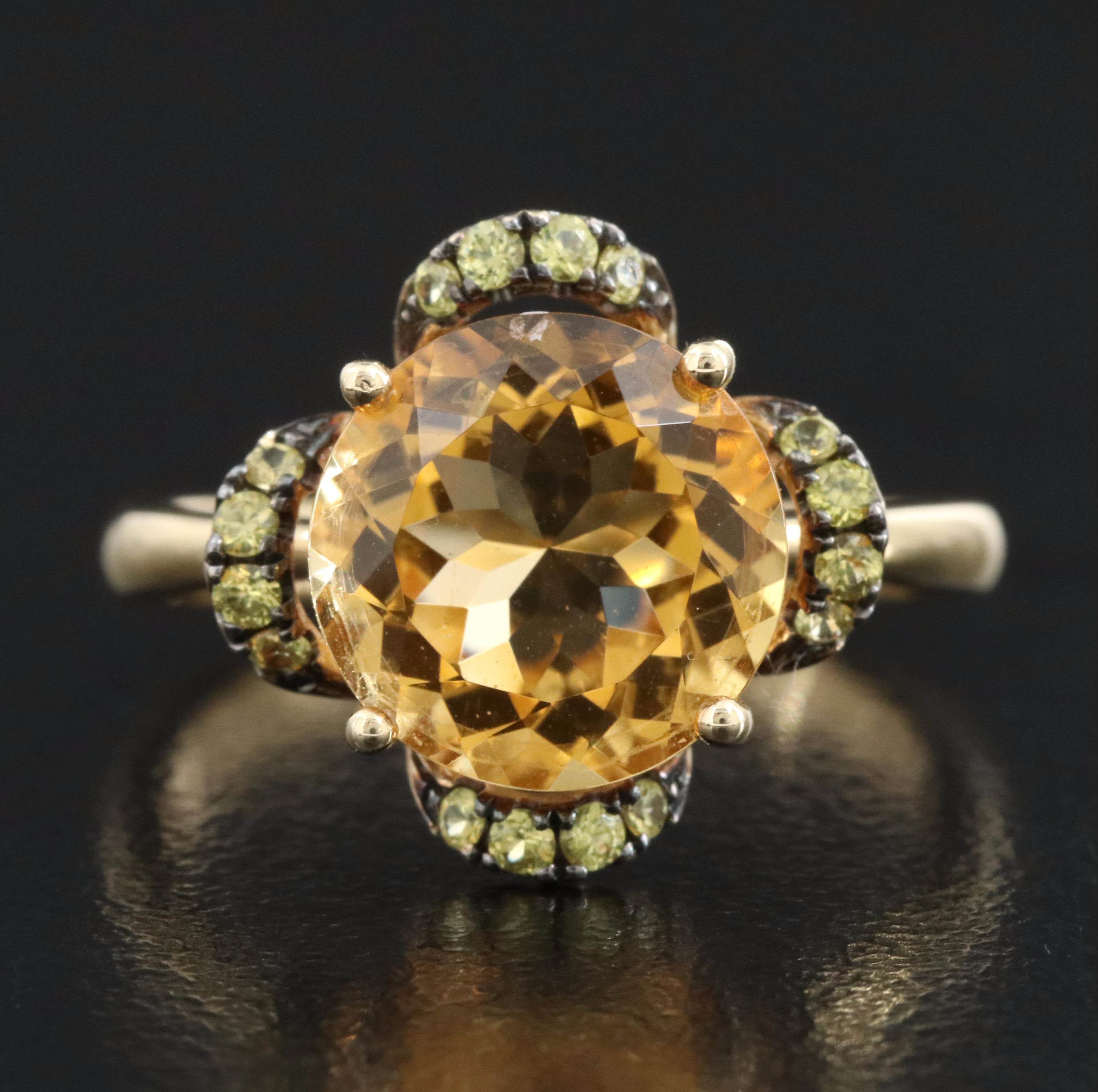 14K Citrine and (Origin Undetermined) Sapphire Ring