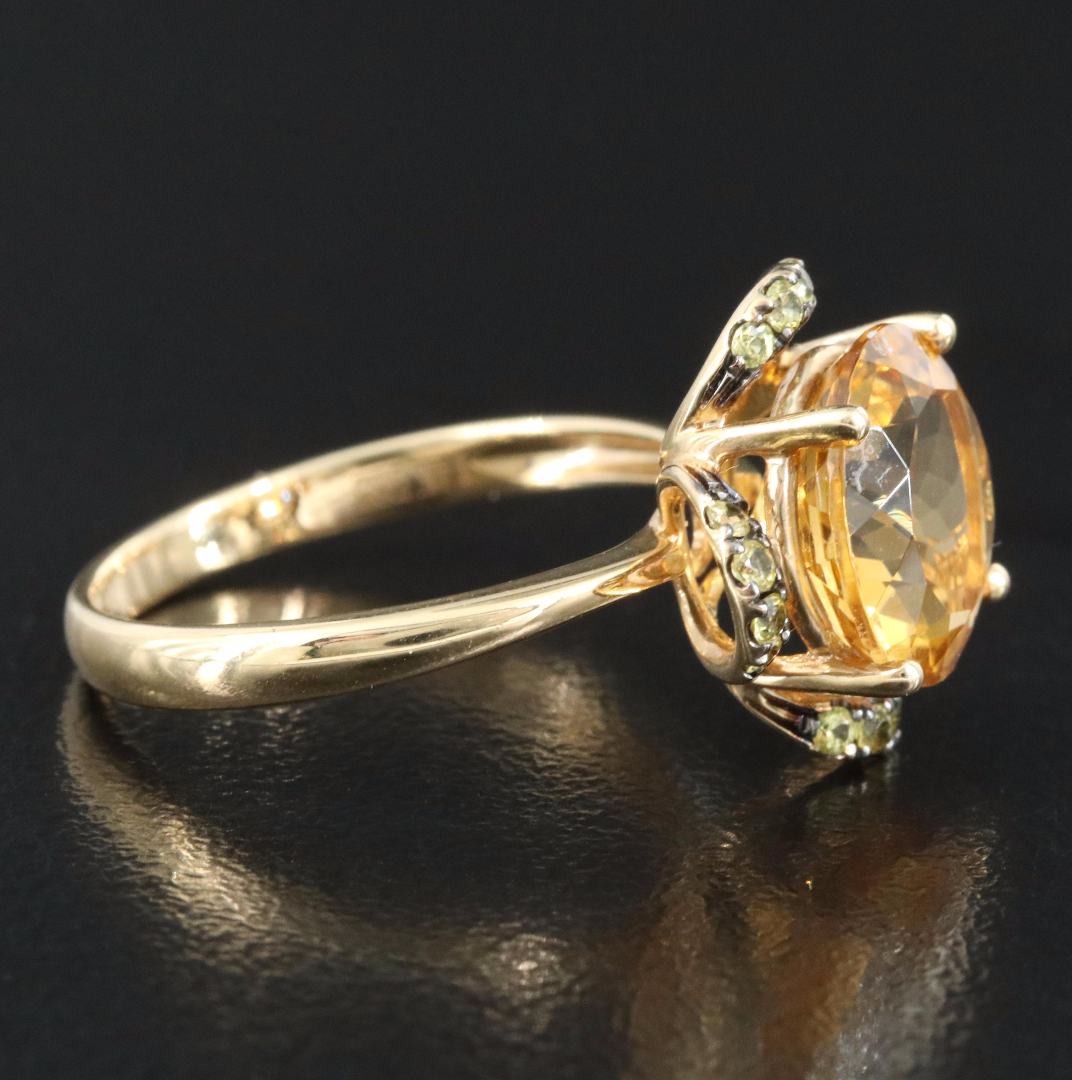 14K Citrine and (Origin Undetermined) Sapphire Ring