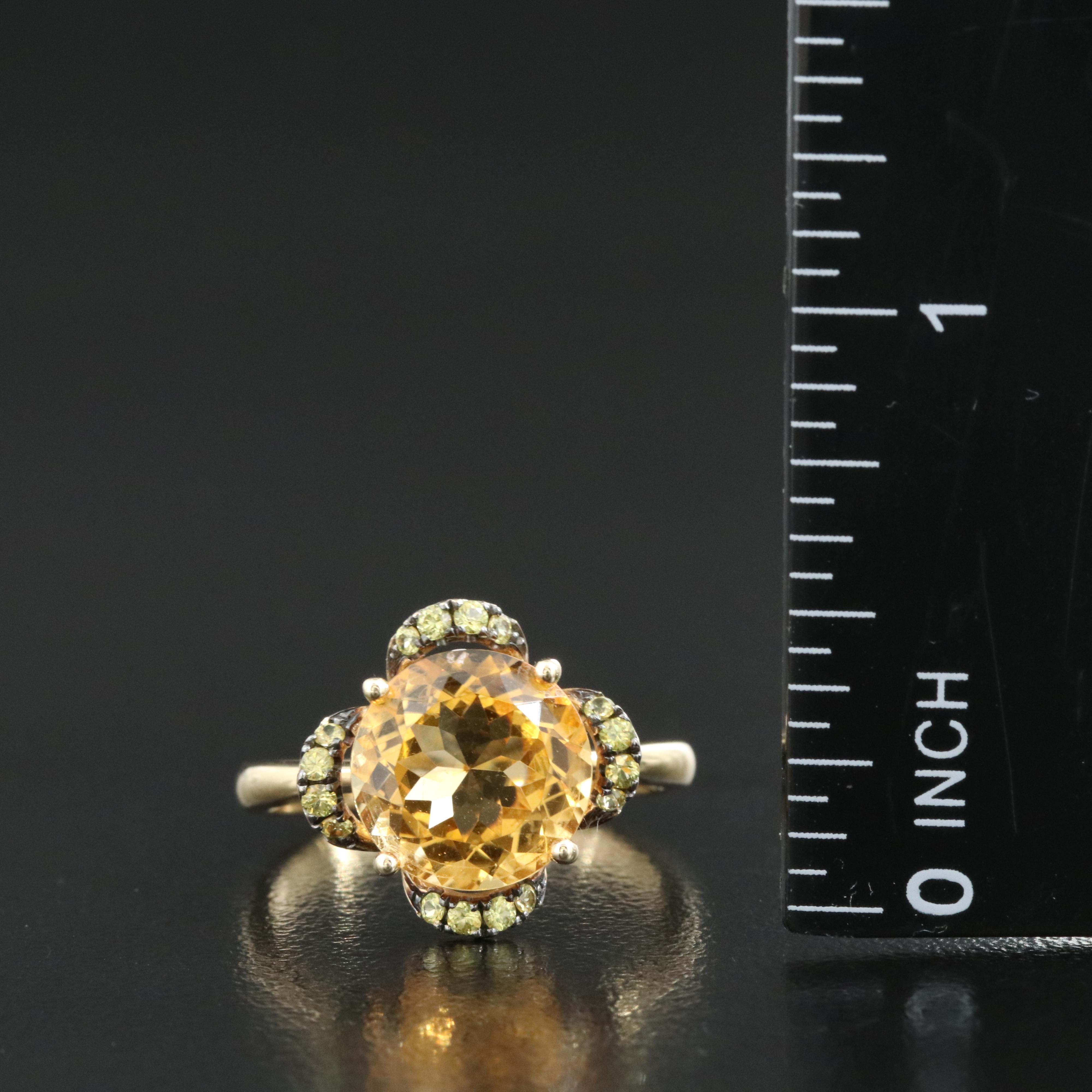 14K Citrine and (Origin Undetermined) Sapphire Ring