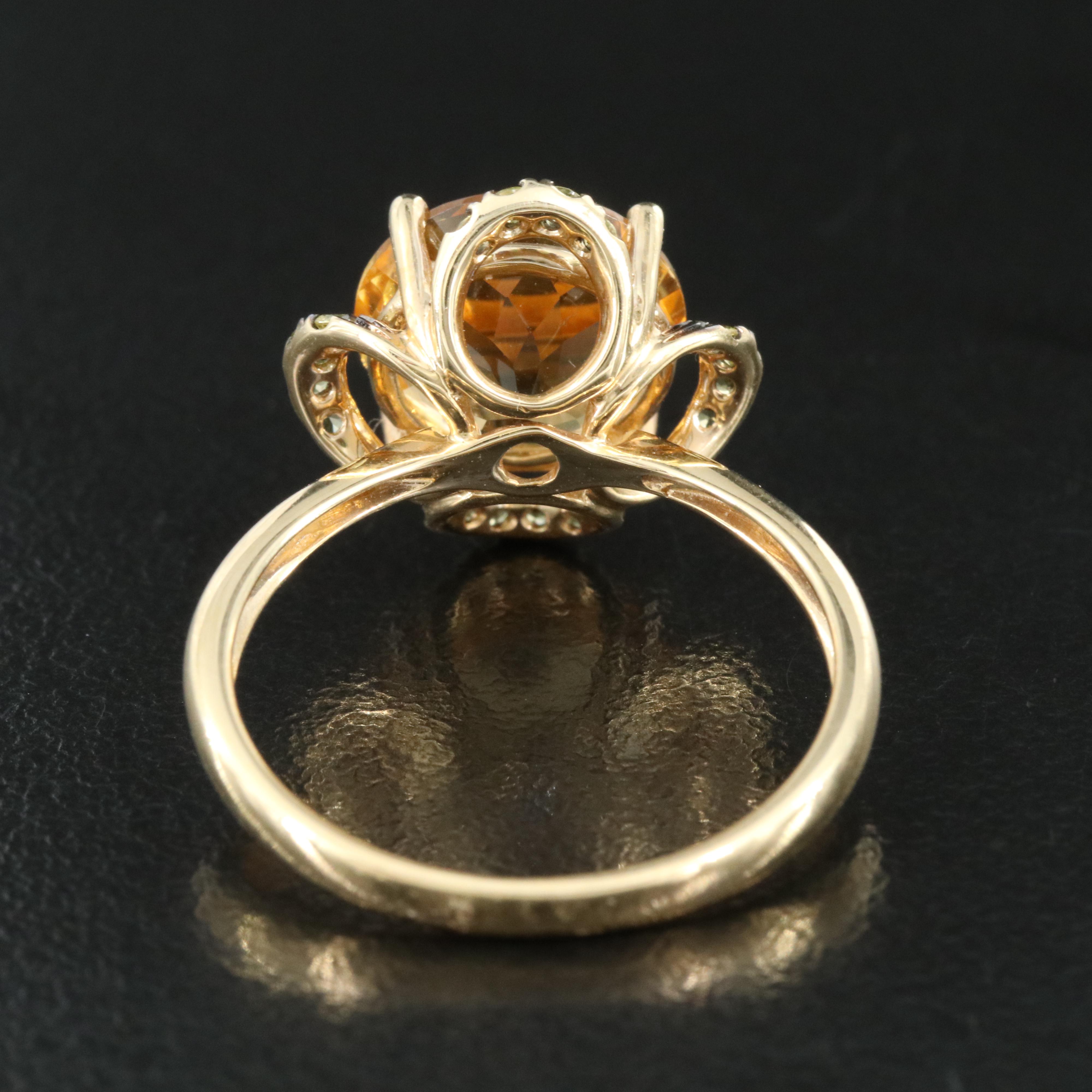 14K Citrine and (Origin Undetermined) Sapphire Ring