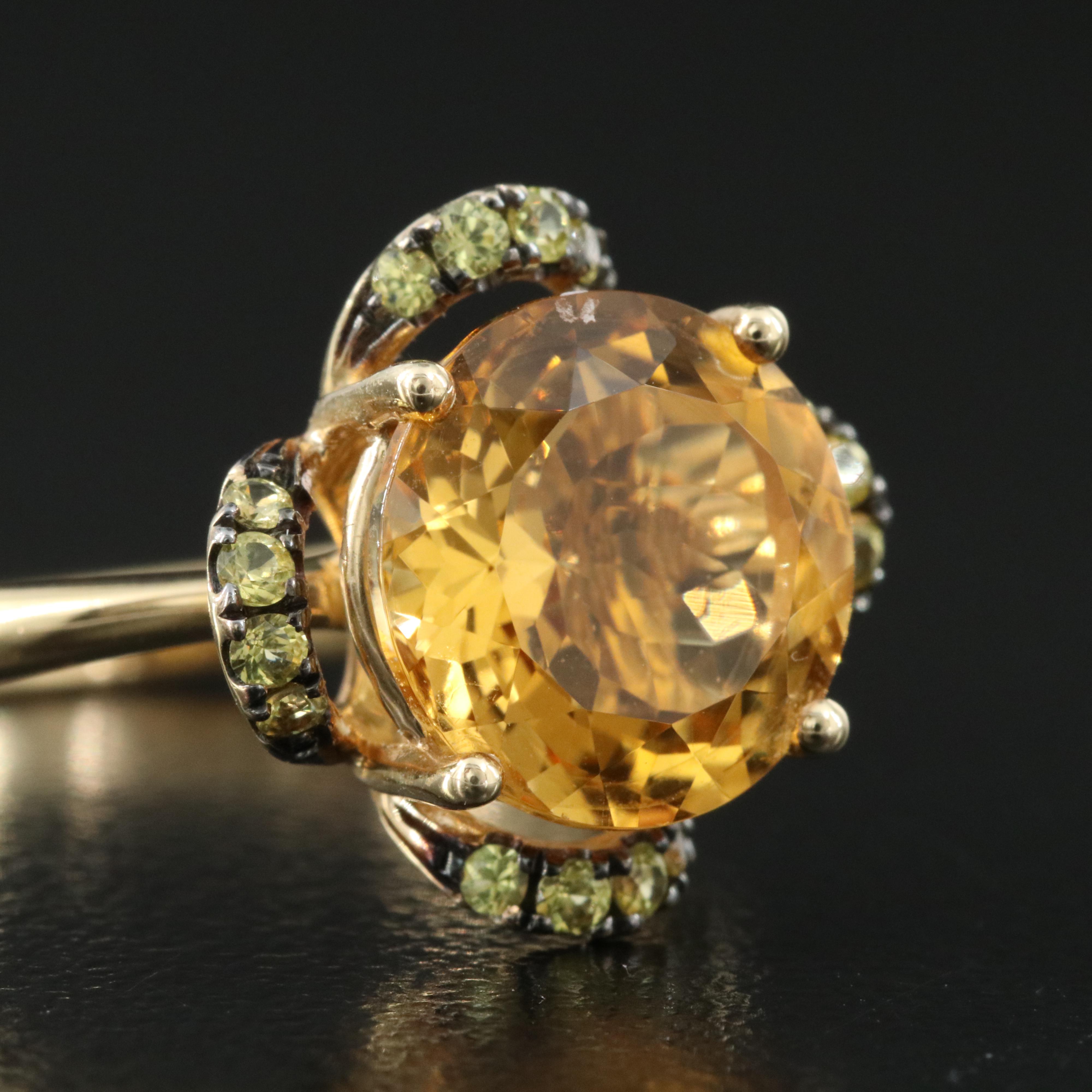 14K Citrine and (Origin Undetermined) Sapphire Ring