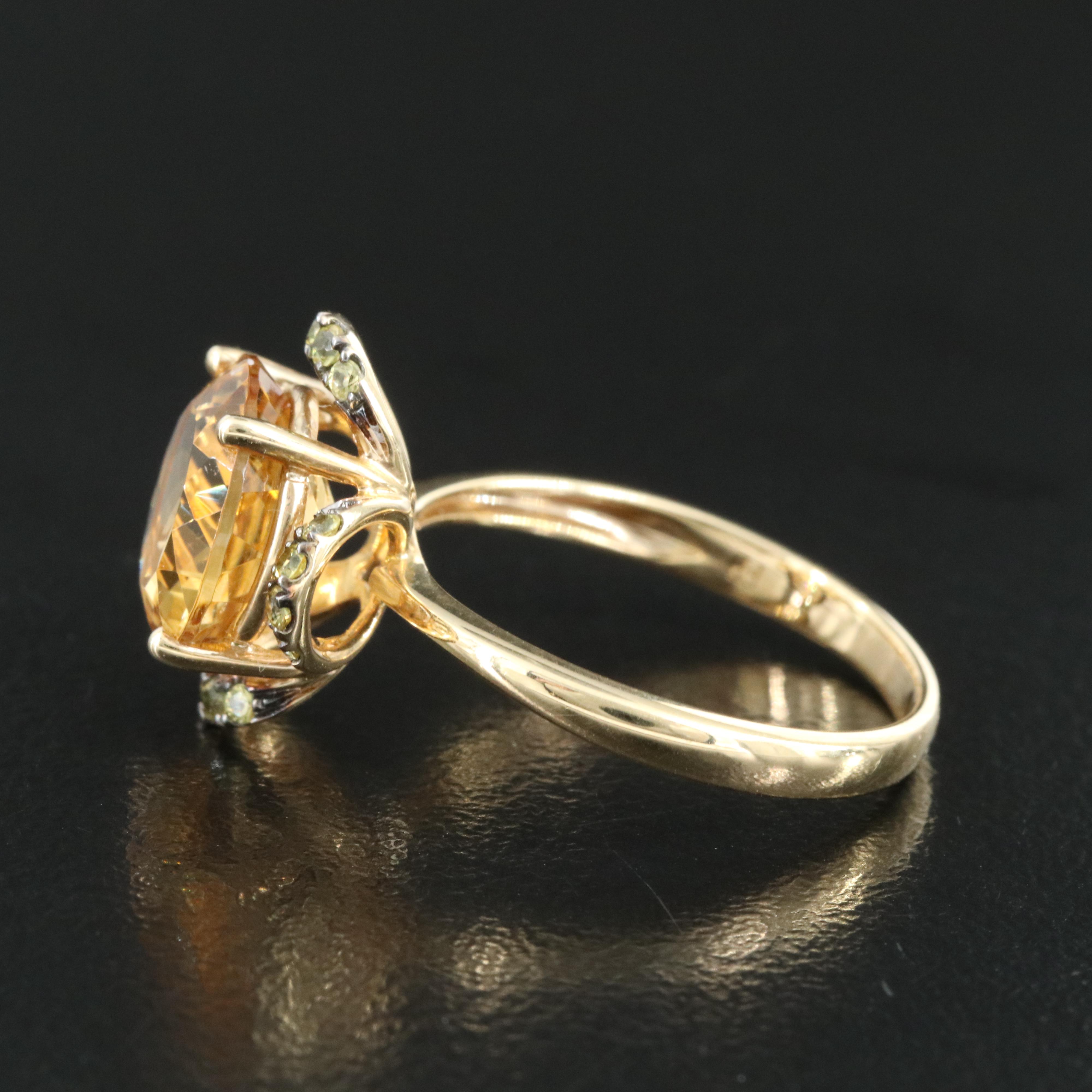 14K Citrine and (Origin Undetermined) Sapphire Ring